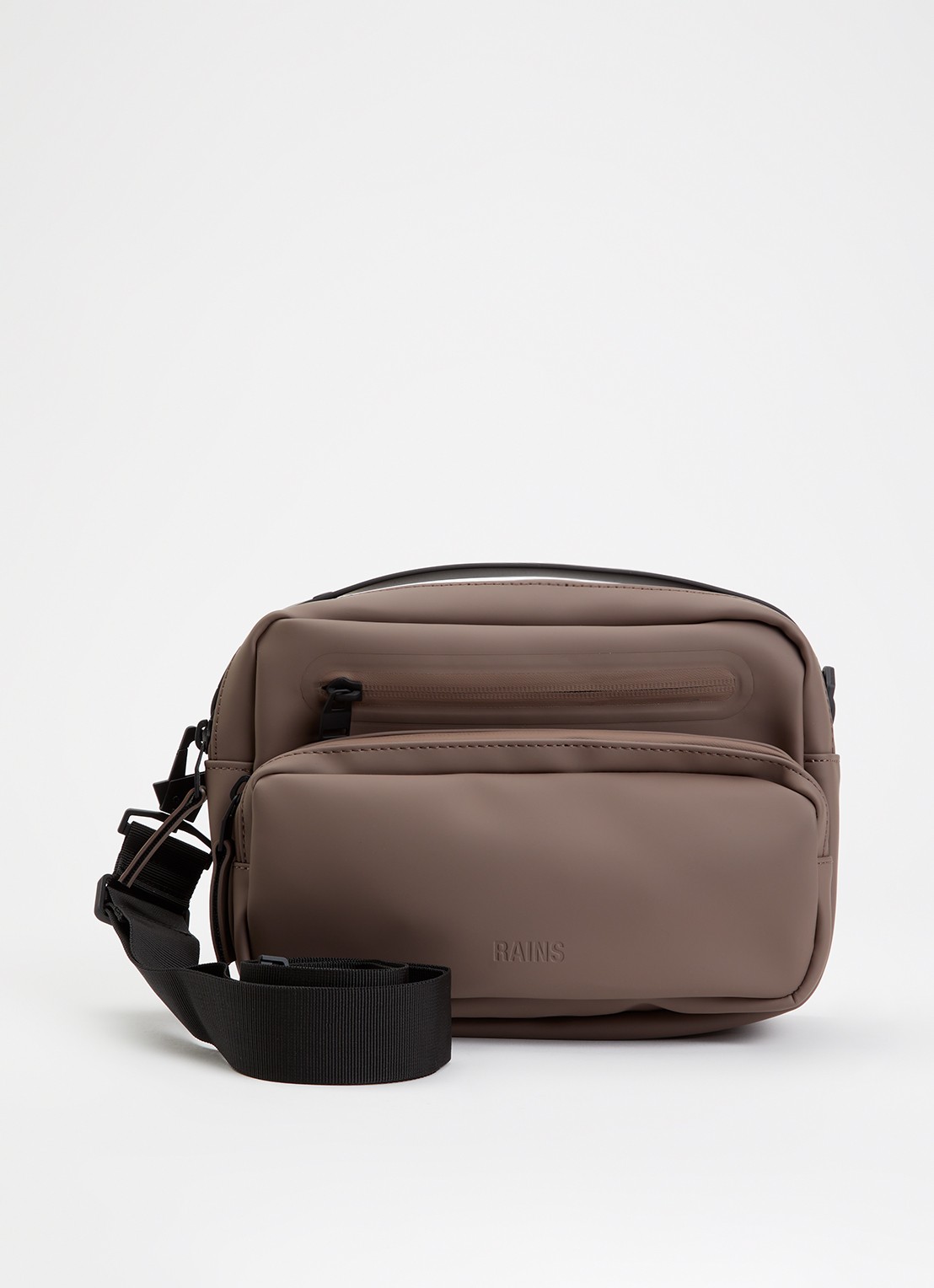 Rains Cargo Box schoudertas met afneembare schouderriem - voorkant lichtbruin