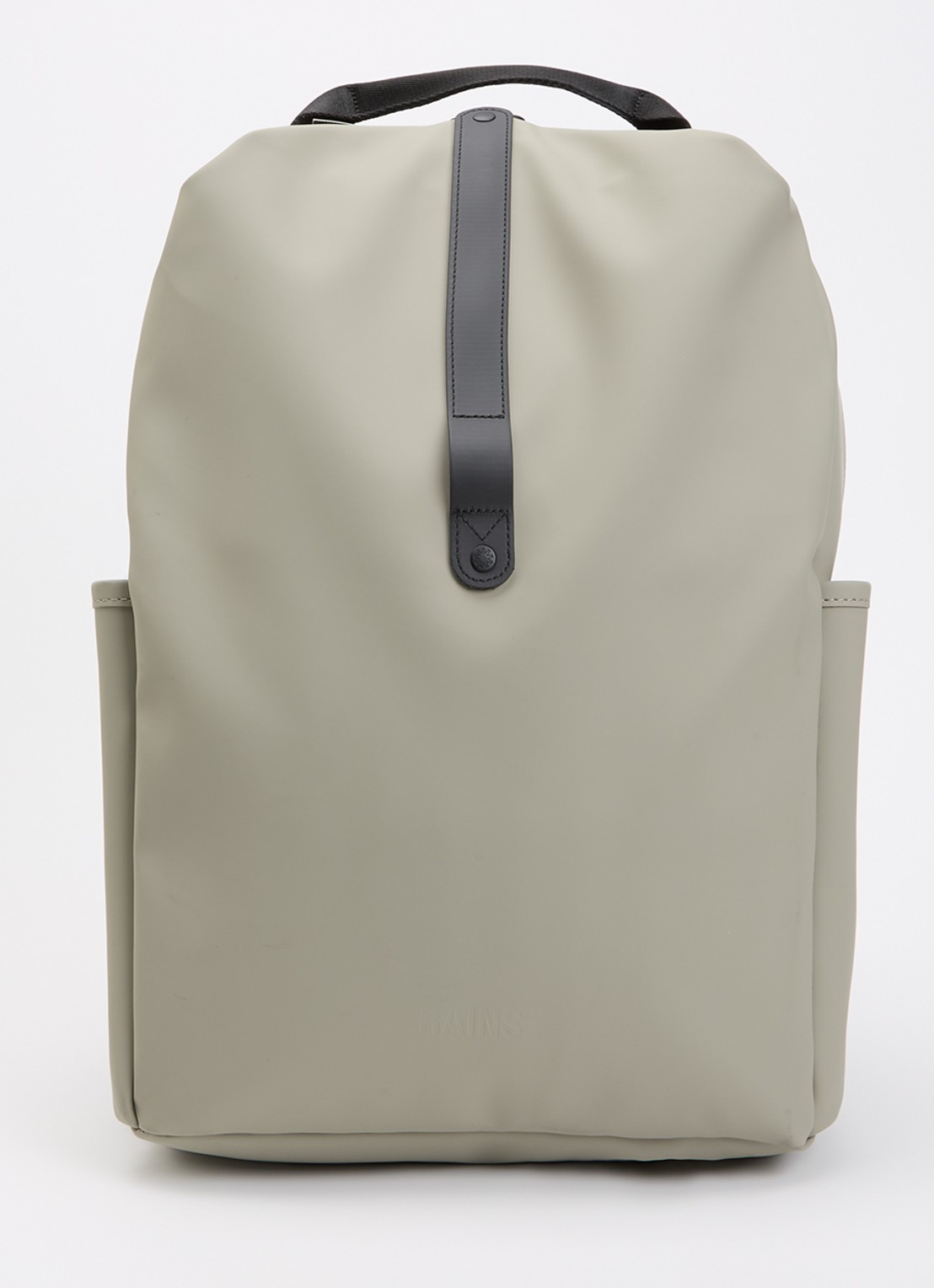 Rains Clip Front rugzak met 14 inch laptopvak en waterafstotende coating - voorkant 2 donkerbeige