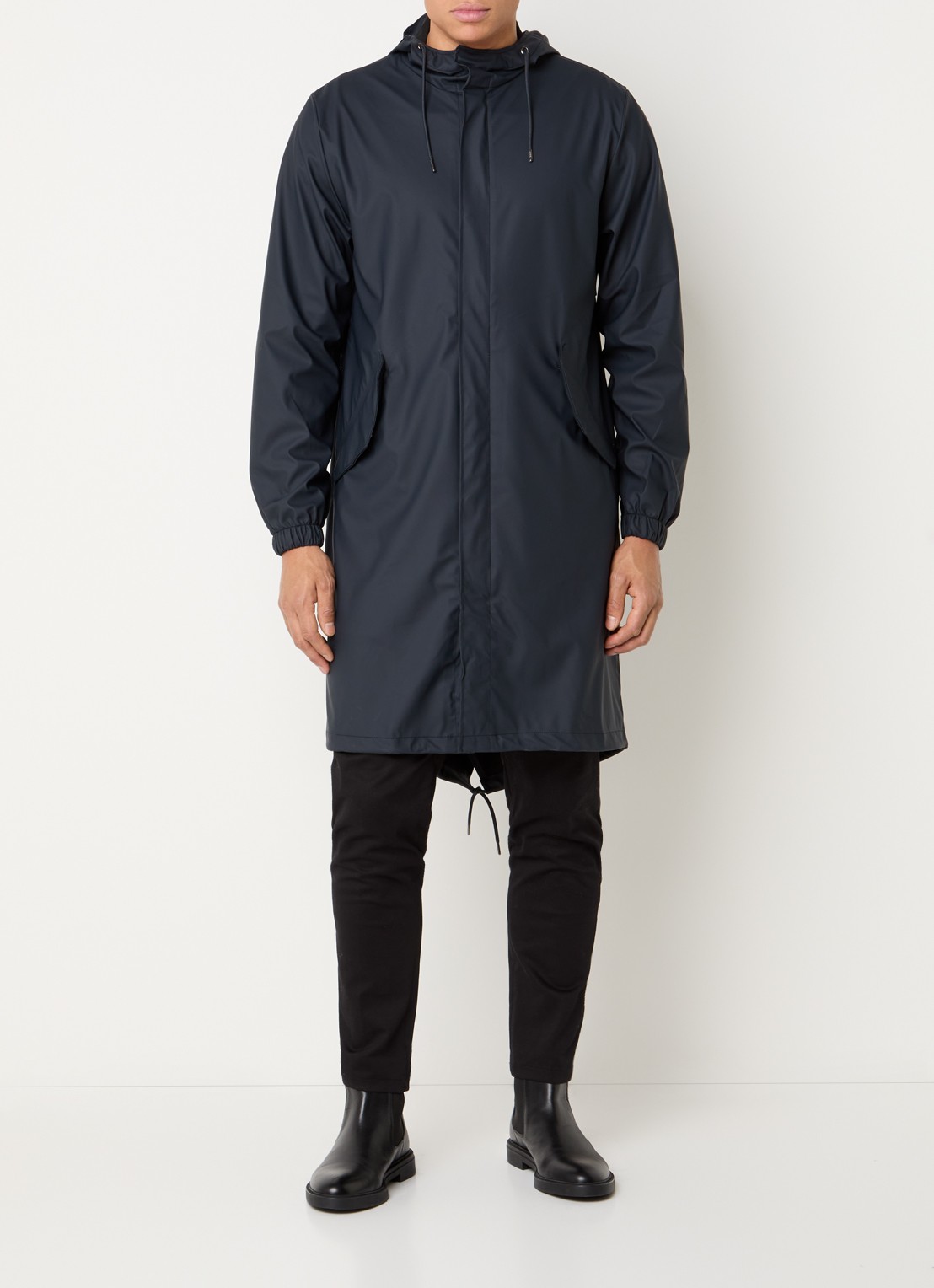 Rains Fishtail parka met capuchon en waterafstotende coating - detail 4 donkerblauw