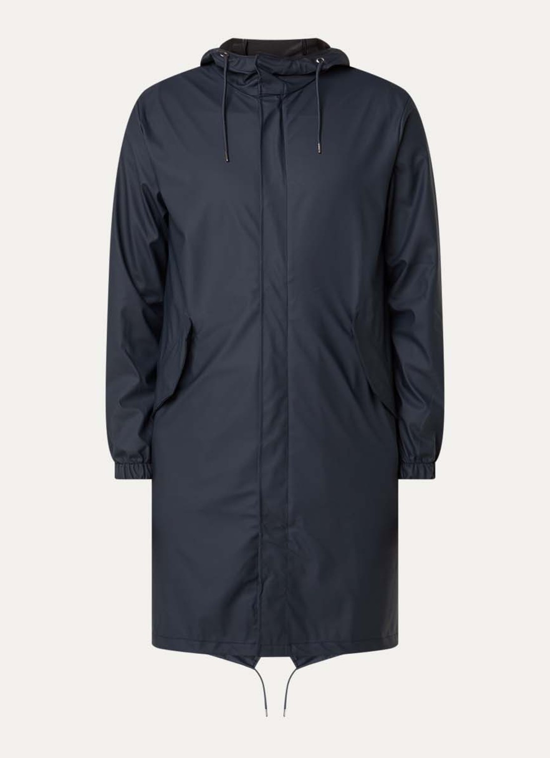 Rains Fishtail parka met capuchon en waterafstotende coating - voorkant 2 donkerblauw