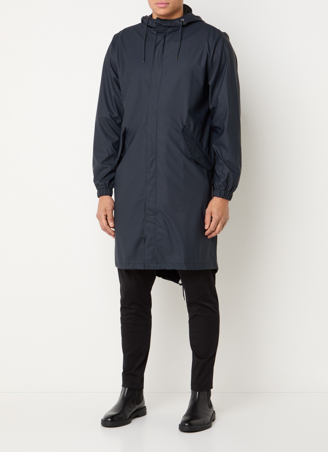 Rains Fishtail parka met capuchon en waterafstotende coating - voorkant 3 donkerblauw