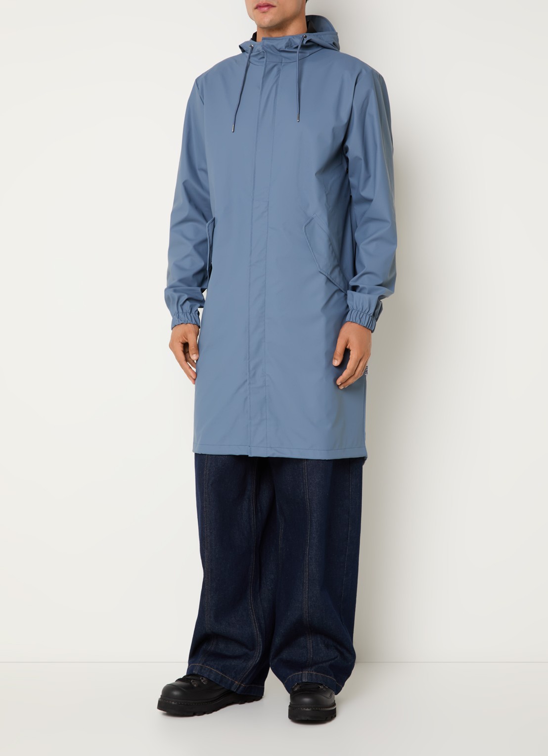 Rains Fishtail parka met steekzakken - detail staalblauw