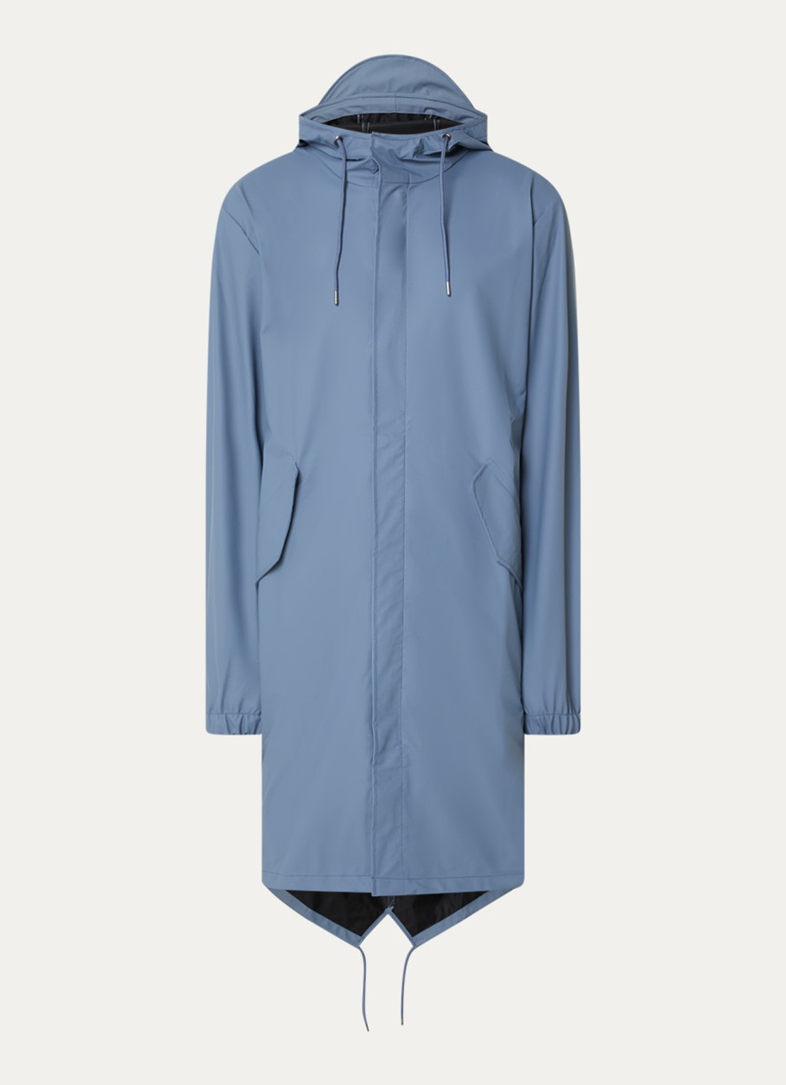 Rains Fishtail parka met steekzakken - voorkant 3 staalblauw