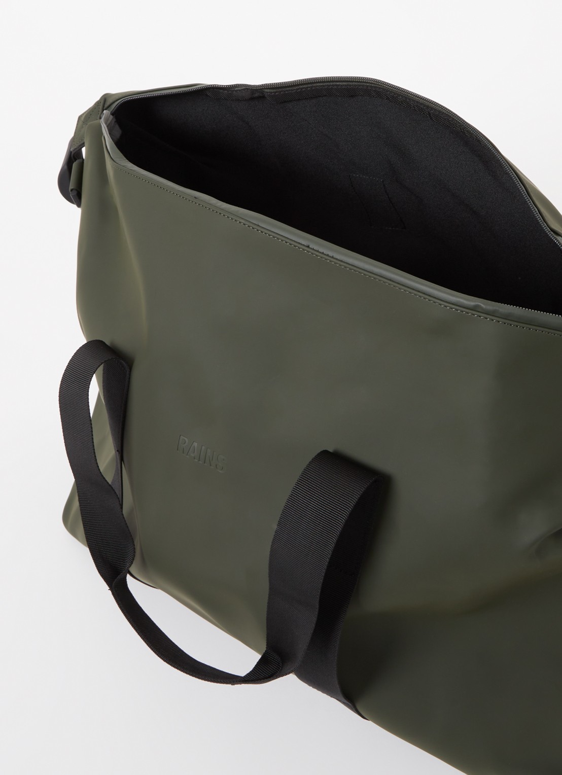 Rains Hilo small weekendtas met waterafstotende coating - detail legergroen
