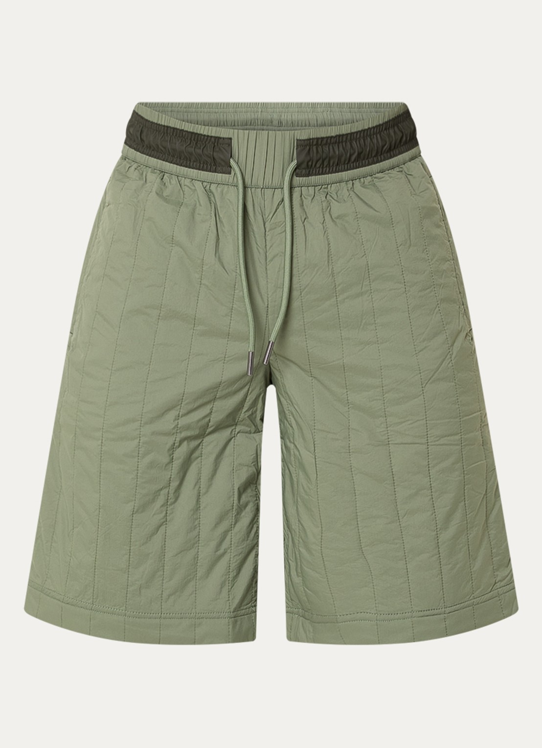 Rains Koya straight fit korte broek met steekzakken - voorkant 3 legergroen