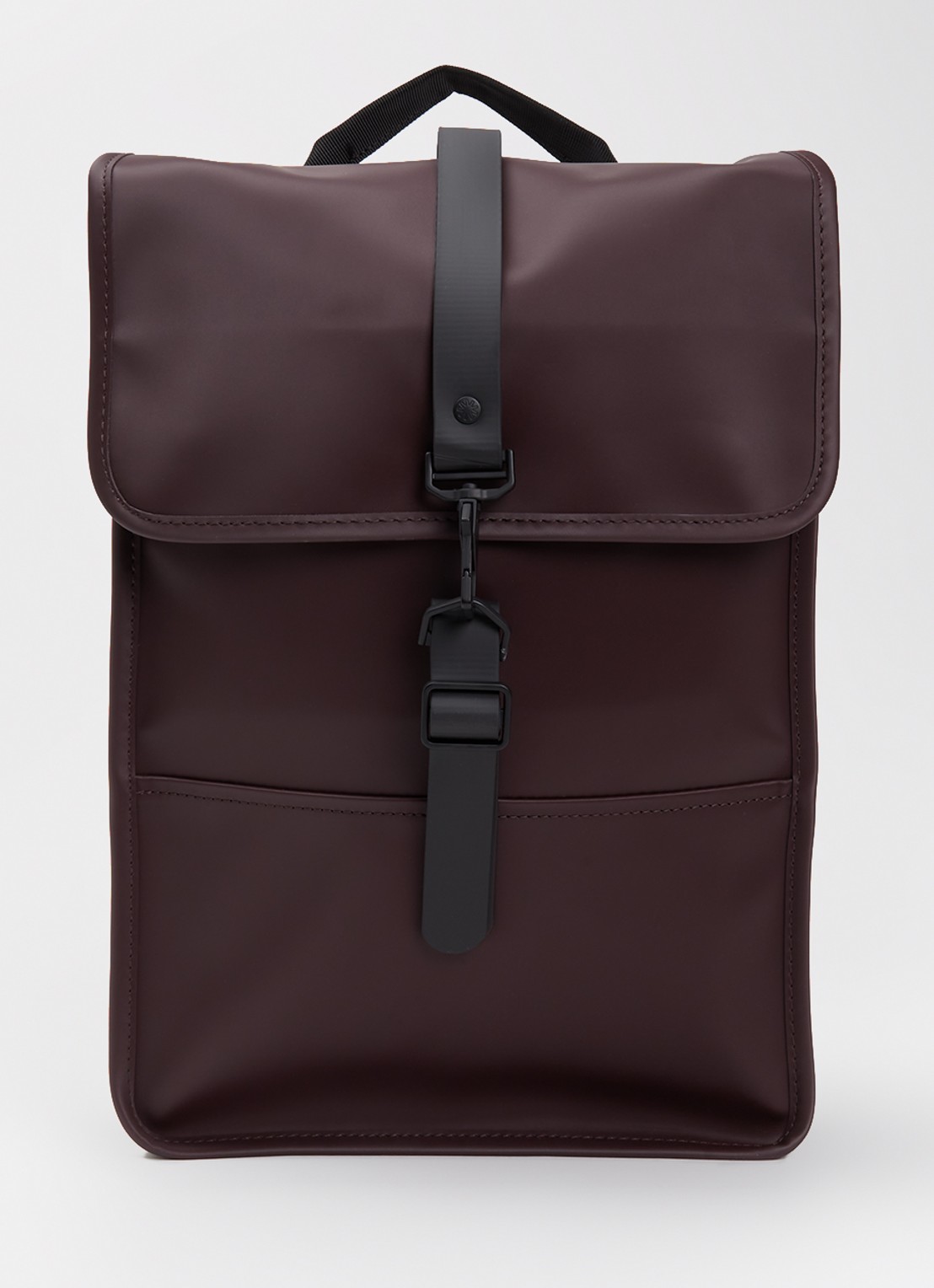 Rains Mini W3 rugzak met 15 inch laptopvak en waterafstotende coating - voorkant bordeauxrood