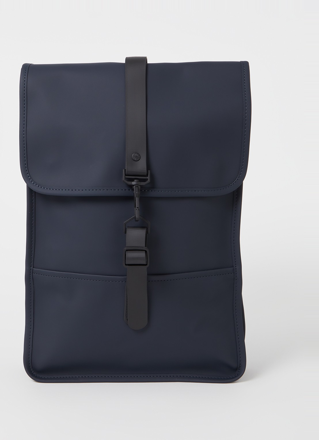 Rains Mini W3 rugzak met 15 inch laptopvak en waterafstotende coating - voorkant 2 donkerblauw