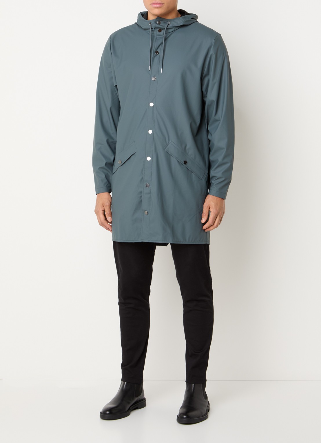 Rains Parka met capuchon en waterafstotende coating - voorkant 3 petrol