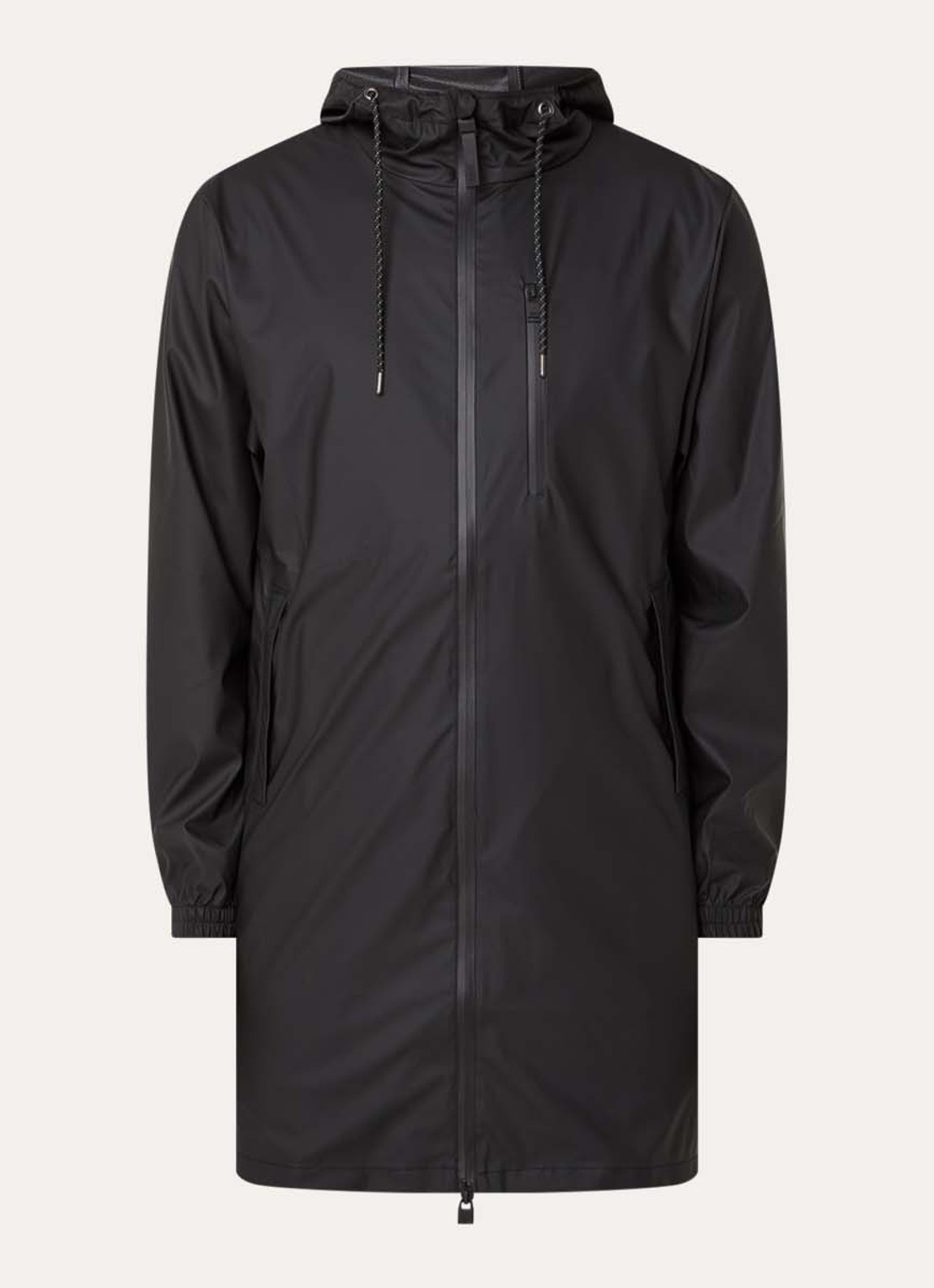 Rains Parka met capuchon en waterafstotende coating - voorkant 3 zwart