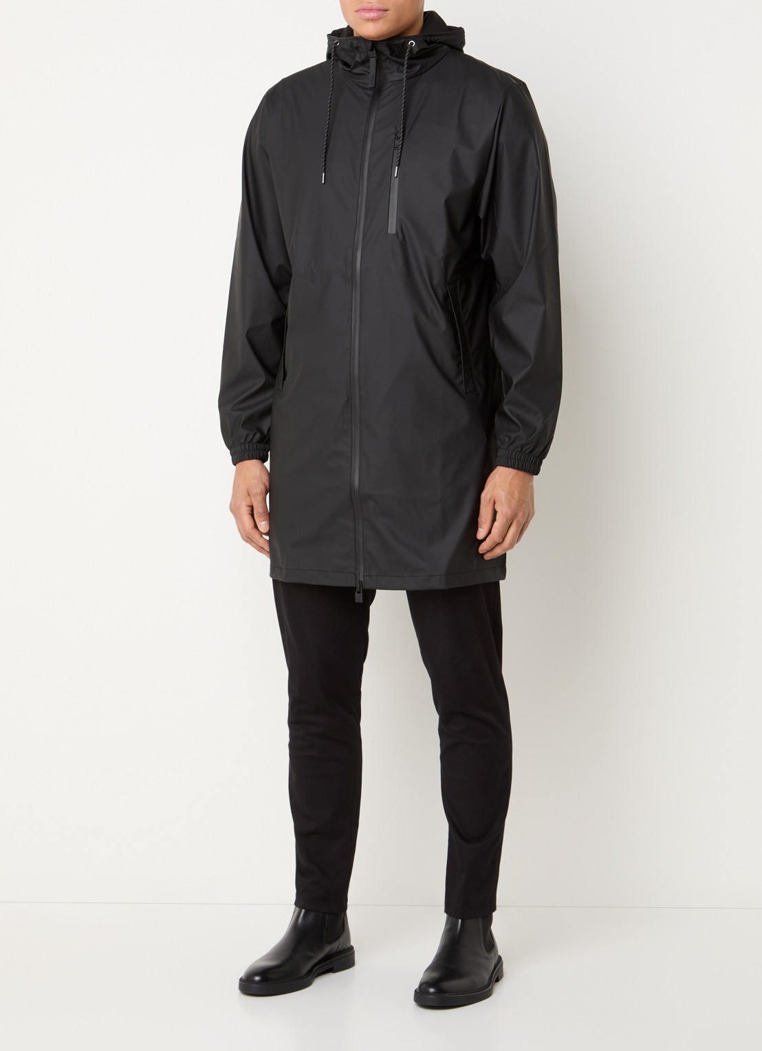 Rains Parka met capuchon en waterafstotende coating - voorkant 4 zwart