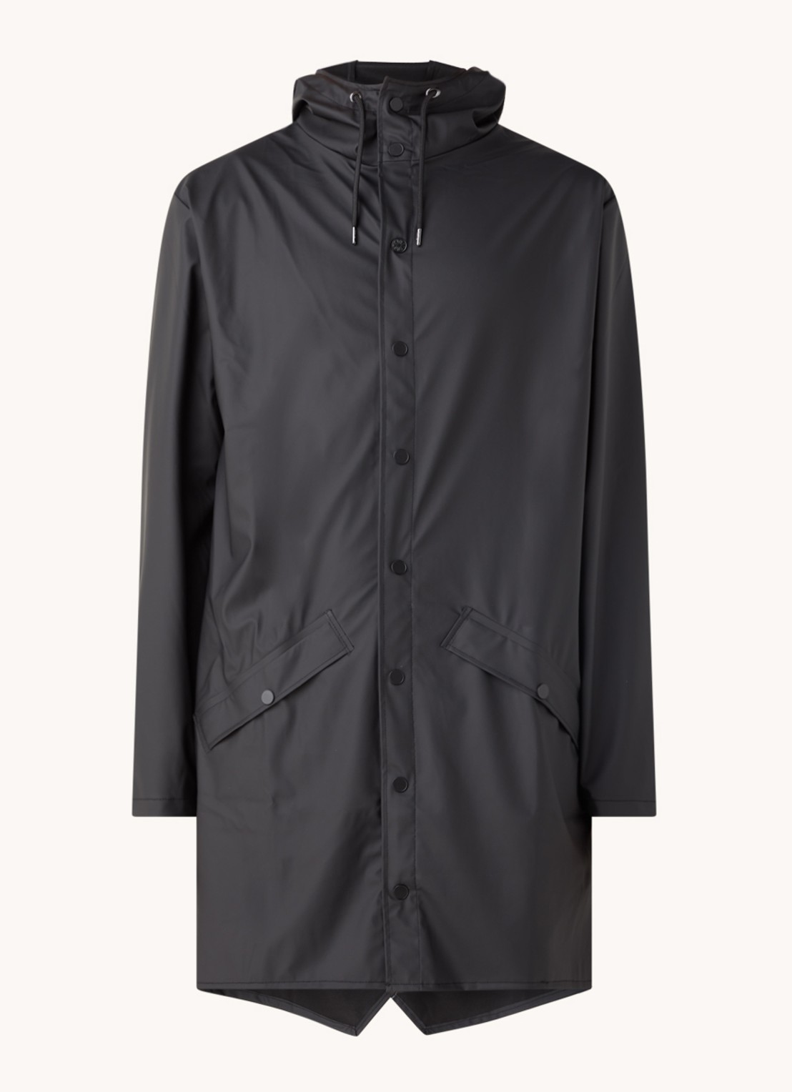 Rains Regenjack met capuchon en klepzakken - unisex - voorkant 2 zwart