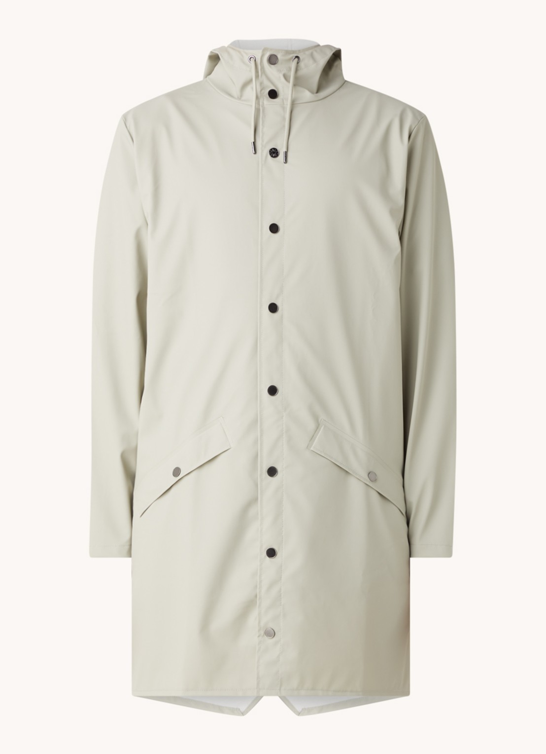 Rains Regenjack met capuchon en klepzakken - unisex - voorkant 3 lichtgrijs