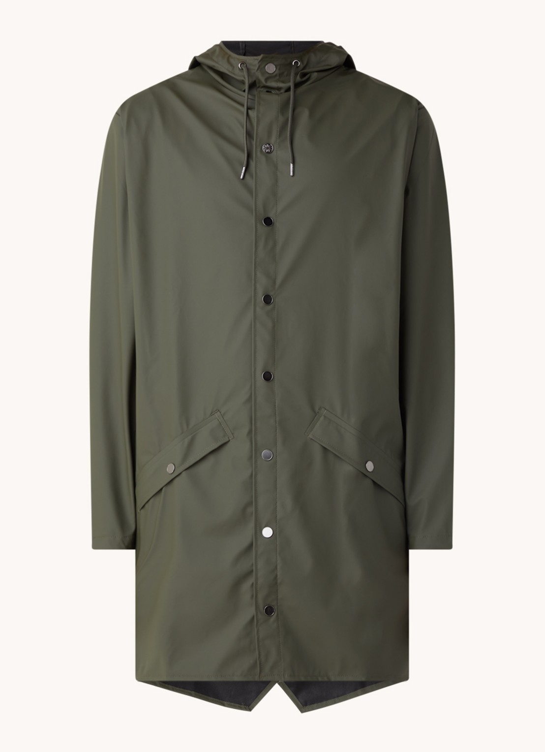 Rains Regenjack met capuchon en klepzakken - unisex - voorkant 2 groen