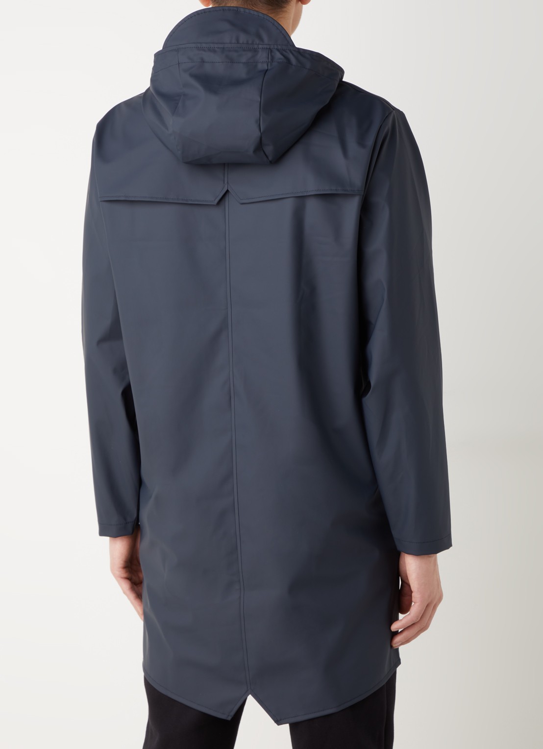 Rains Regenjack met capuchon en klepzakken - unisex - achterkant 4 donkerblauw