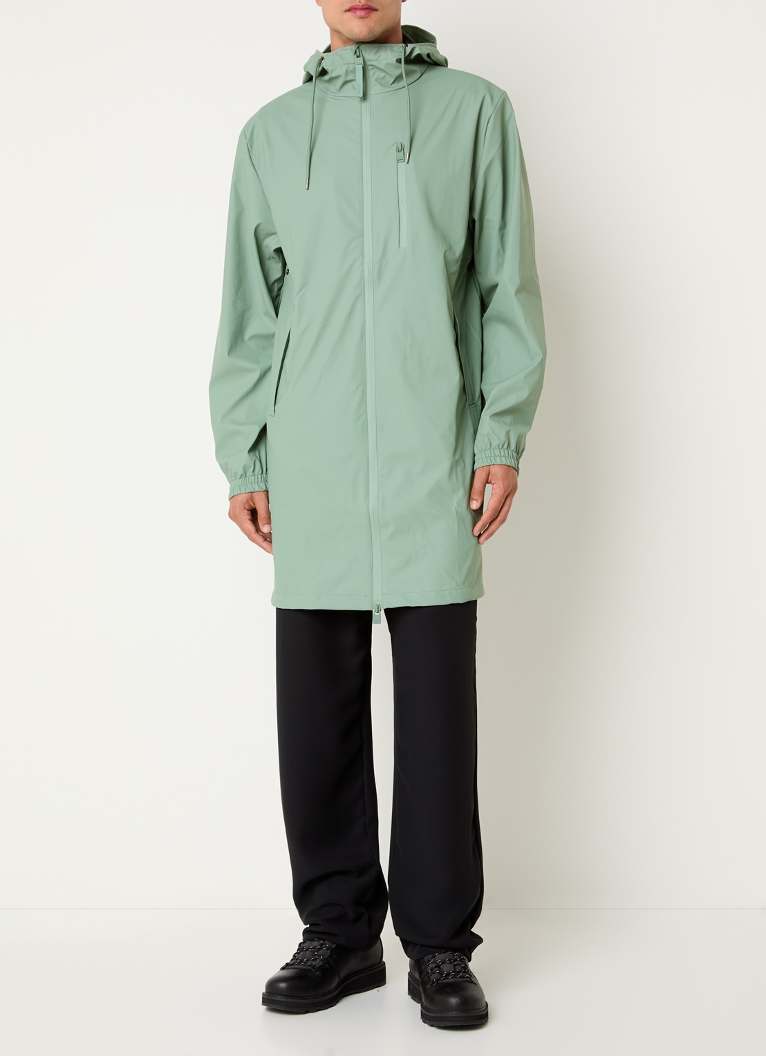 Rains Regenjack met capuchon en steekzakken - voorkant 4 groen