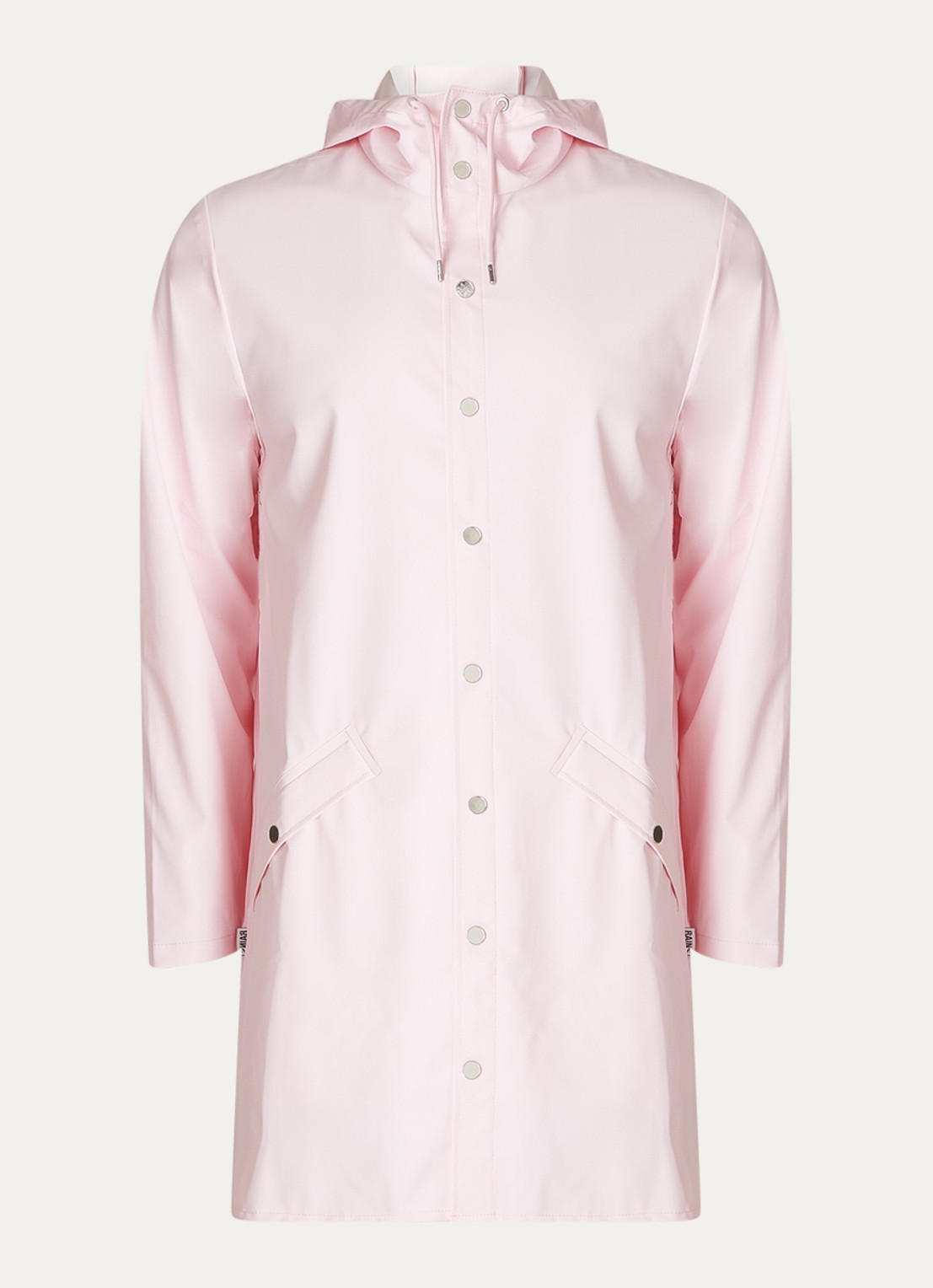 Rains Regenjas met capuchon en klepzakken - unisex - voorkant 4 lichtroze
