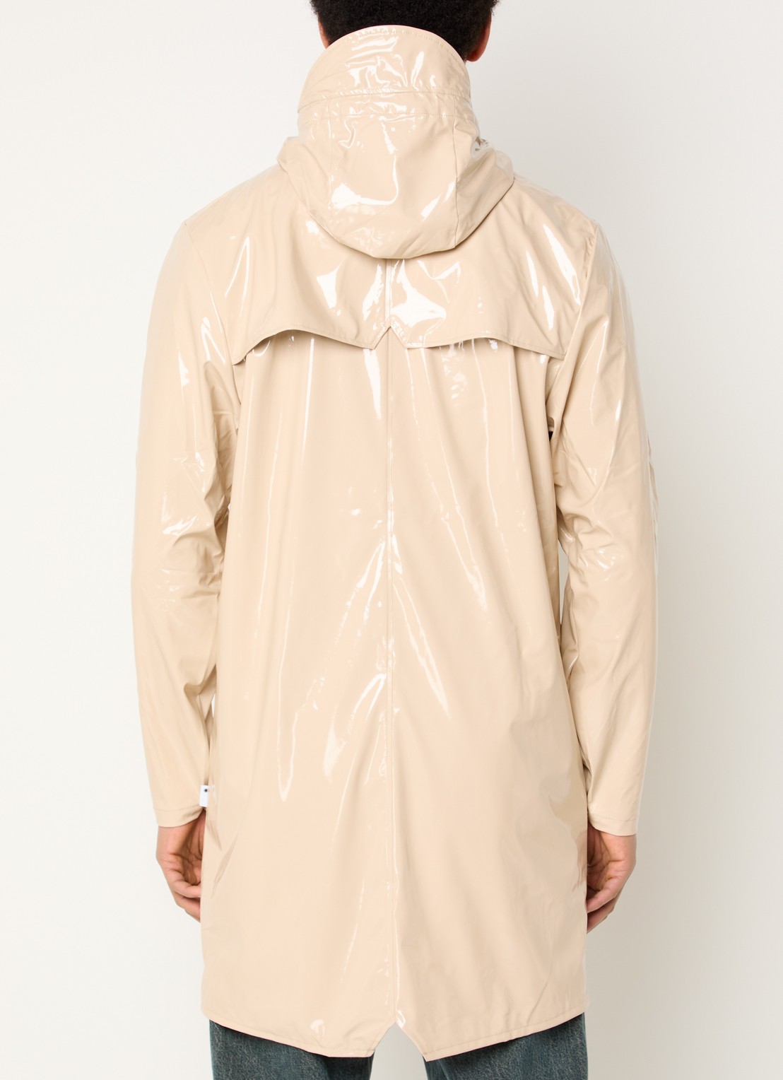 Rains Regenjas met capuchon en klepzakken - achterkant 4 beige