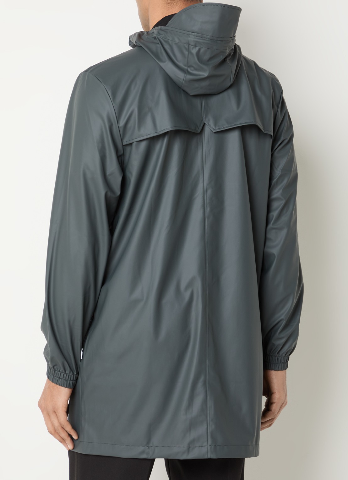 Rains Regenjas met capuchon en steekzakken - achterkant 4 grijs