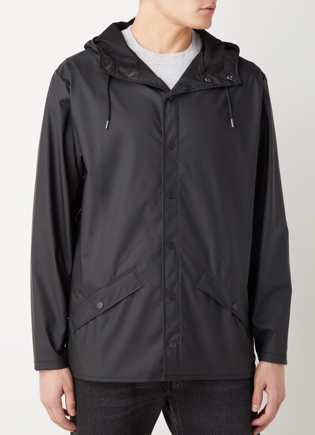 Rains Regenjas met klepzakken en capuchon - detail 4 zwart
