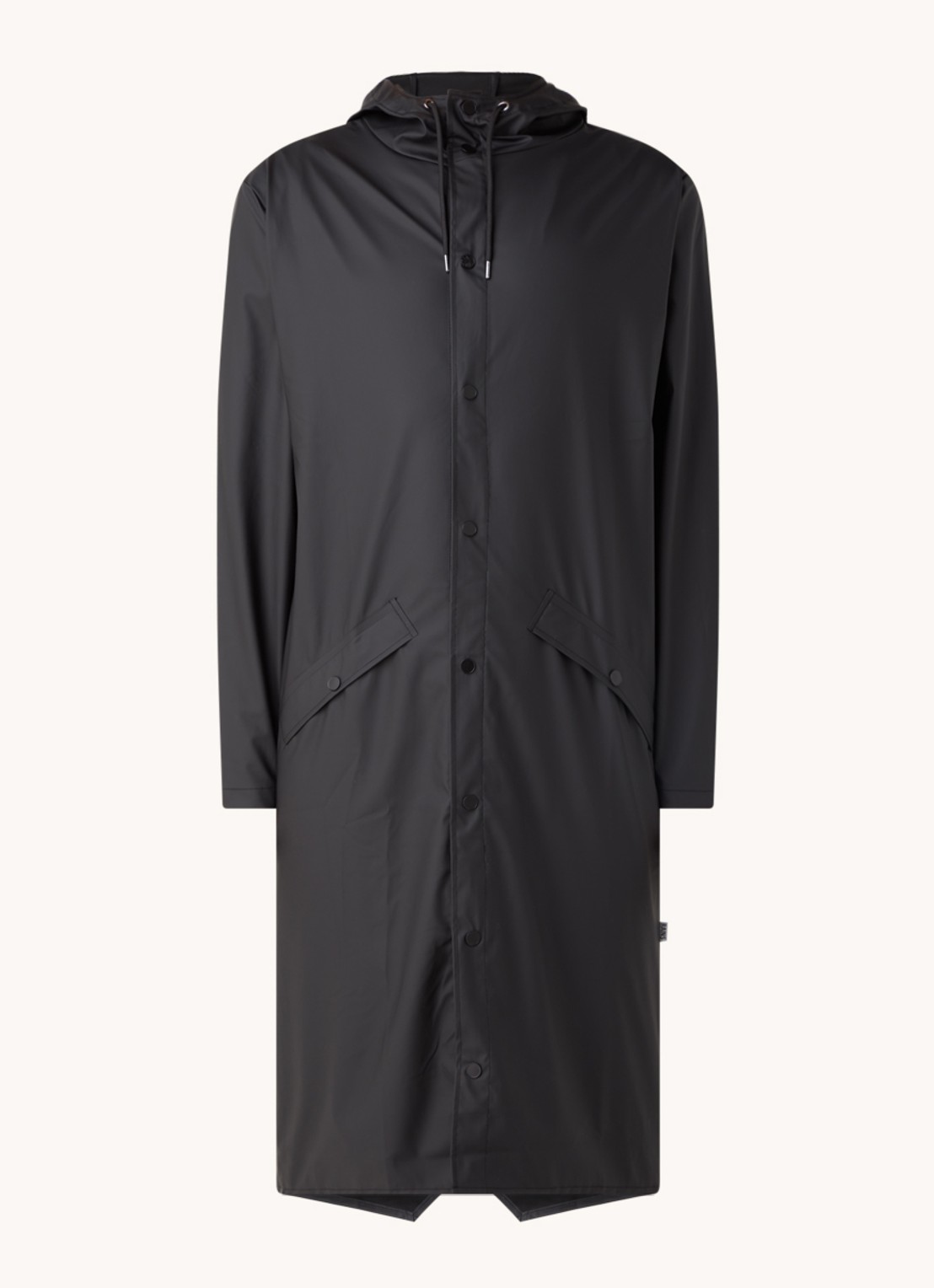 Rains Regenjas met klepzakken en capuchon - voorkant 2 zwart