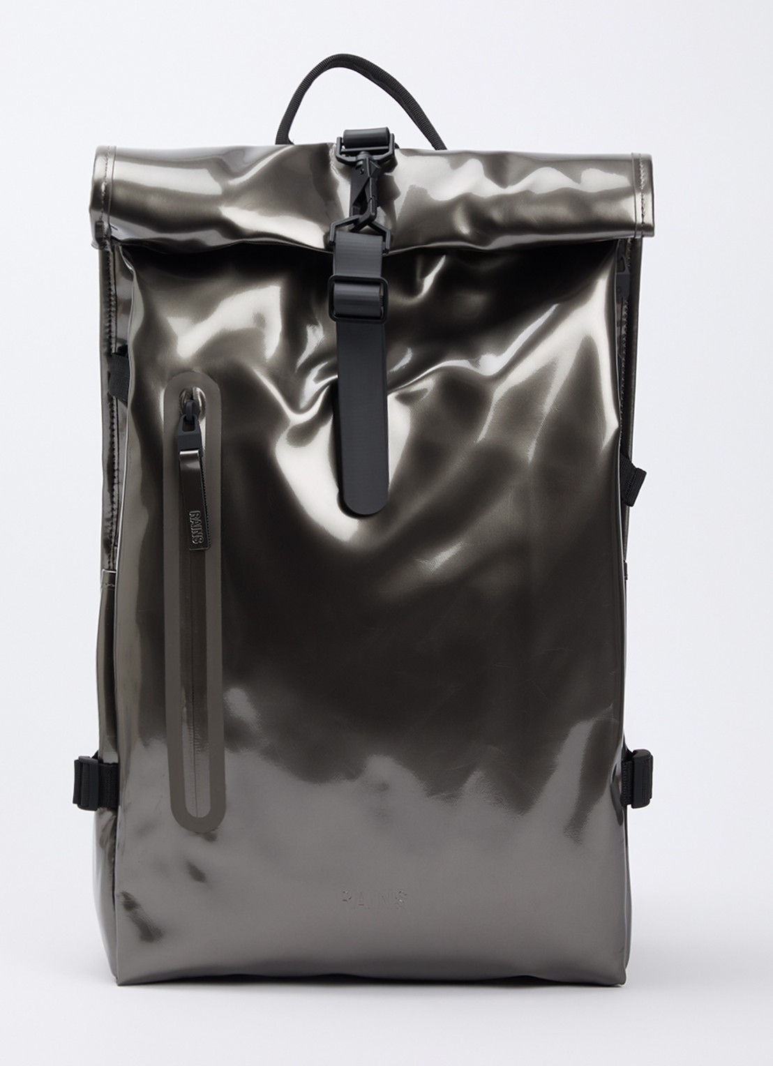 Rains Rolltop Large rugzak met 16 inch laptop vak en waterafstotende coating  - voorkant 2 grijs