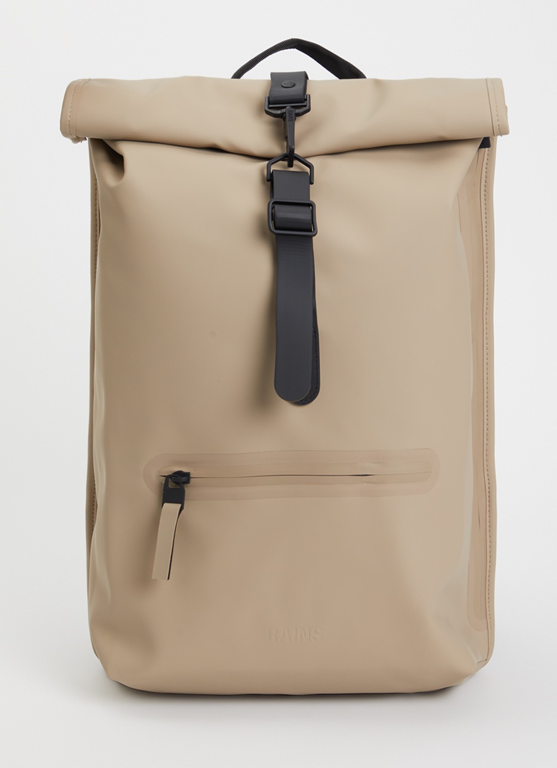 Rains Rolltop rugzak met waterafstotende coating - voorkant 3 beige