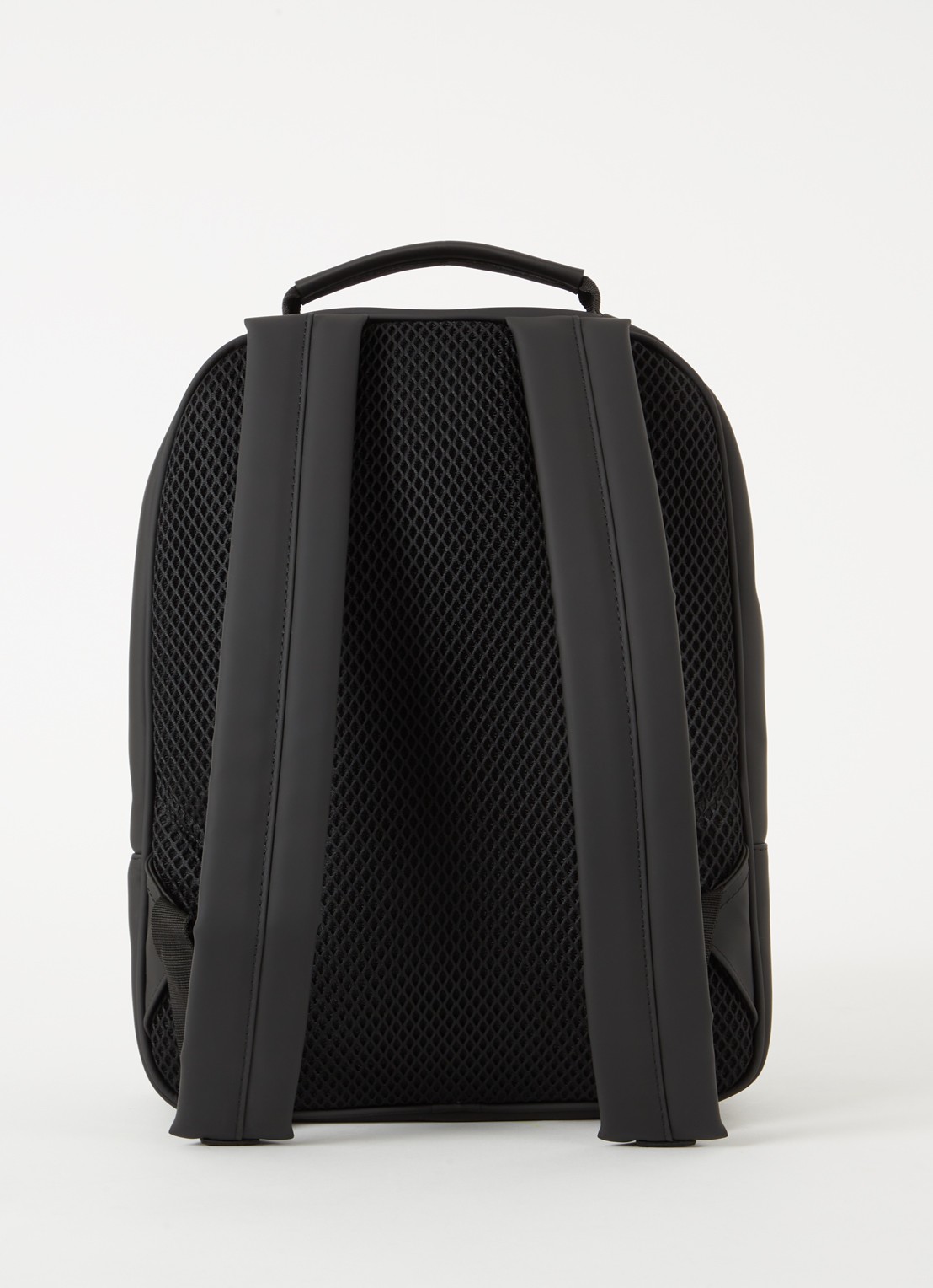 Rains Rugzak met 12 inch laptopvak en waterafstotende coating - achterkant zwart
