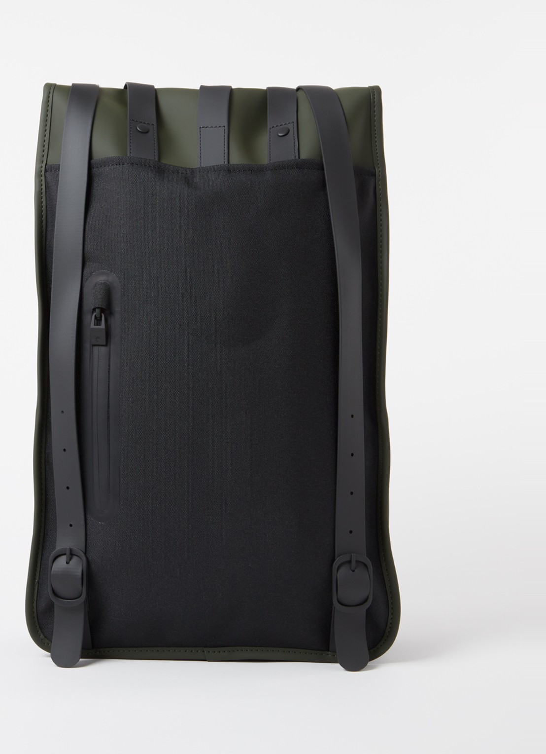 Rains Rugzak met 15 inch laptopvak en waterafstotende coating - achterkant legergroen
