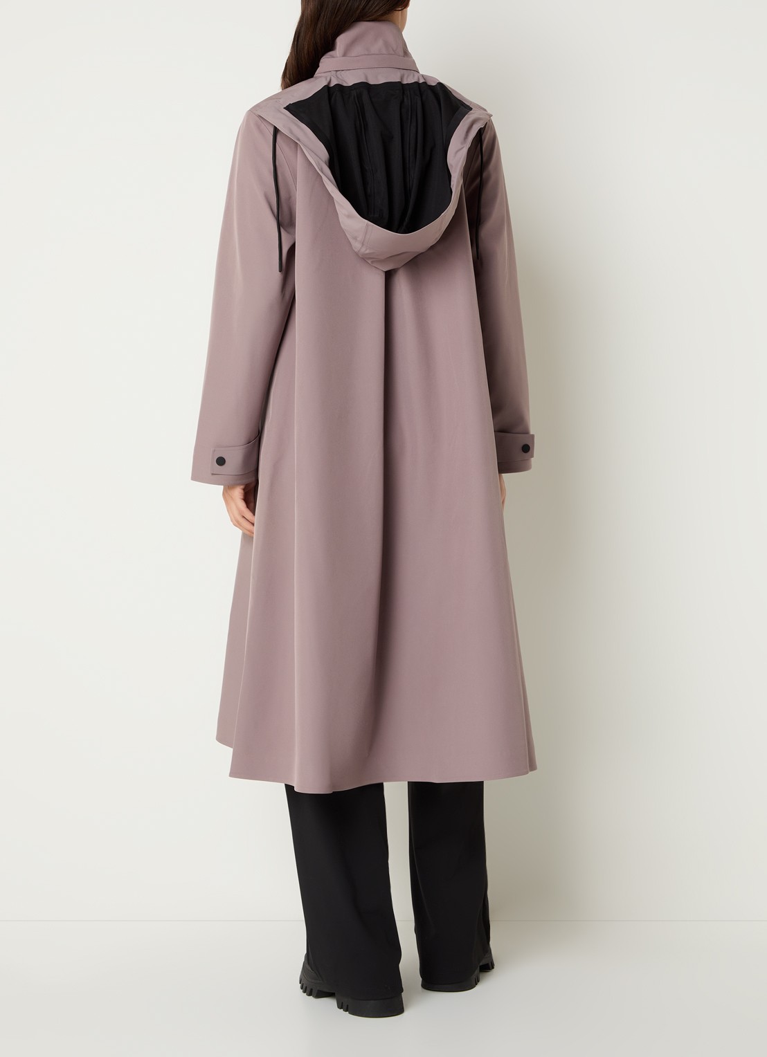 Rains Softshell jas met capuchon en steekzakken - achterkant 2 lichtbruin