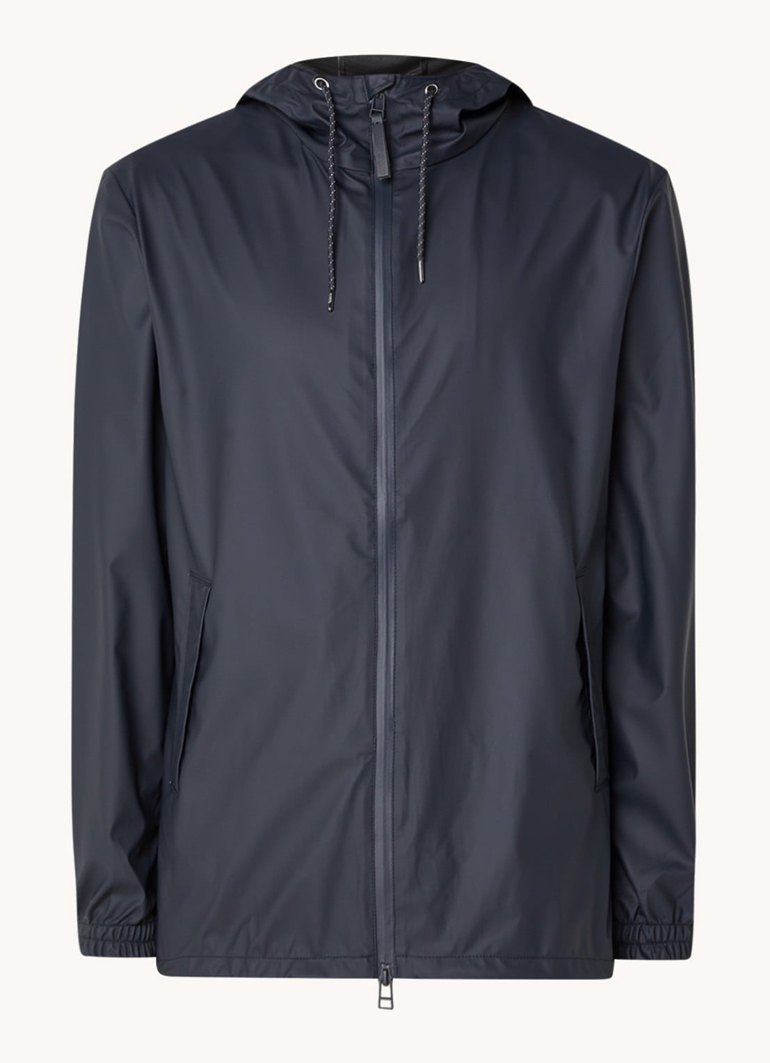 Rains Storm Breaker regenjas met capuchon en steekzakken - voorkant 3 donkerblauw