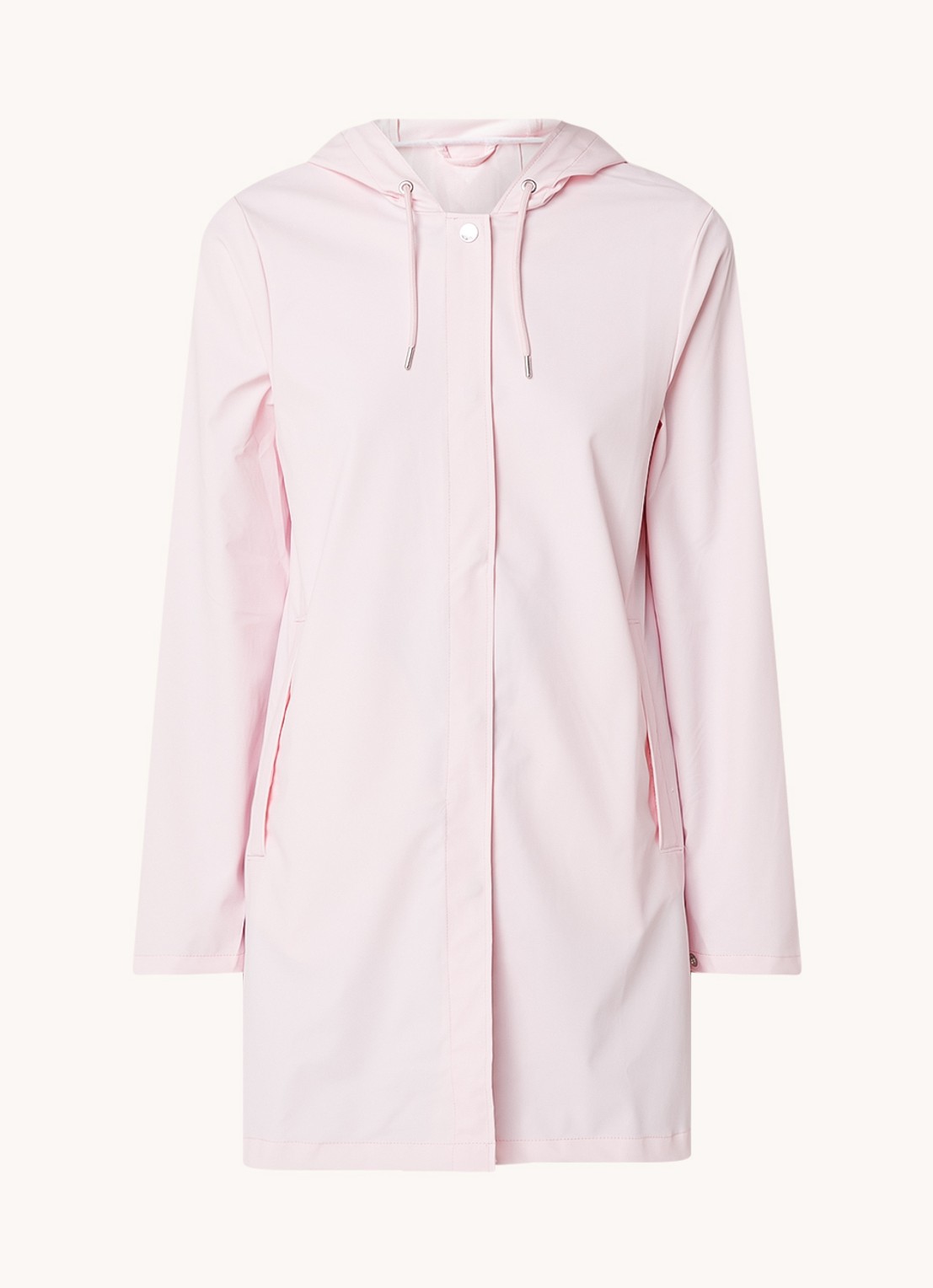 Rains String W parka met capuchon en trekkoord - voorkant roze