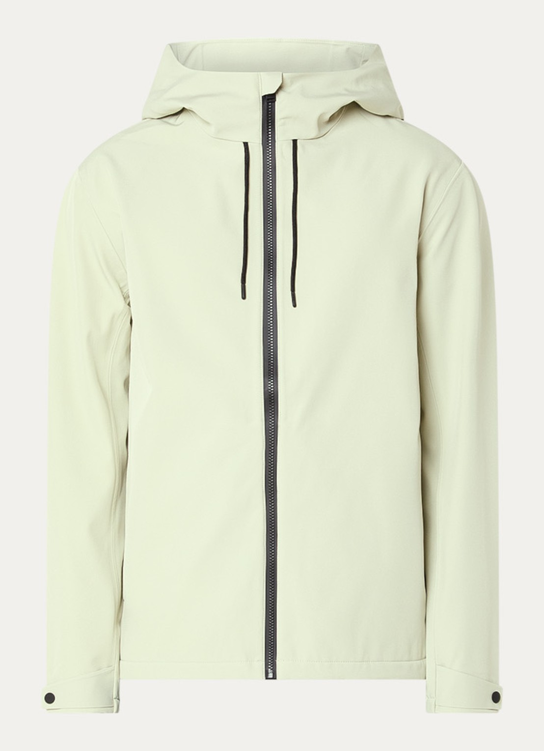 Rains Suva softshell jack met capuchon - voorkant 2 lindegroen