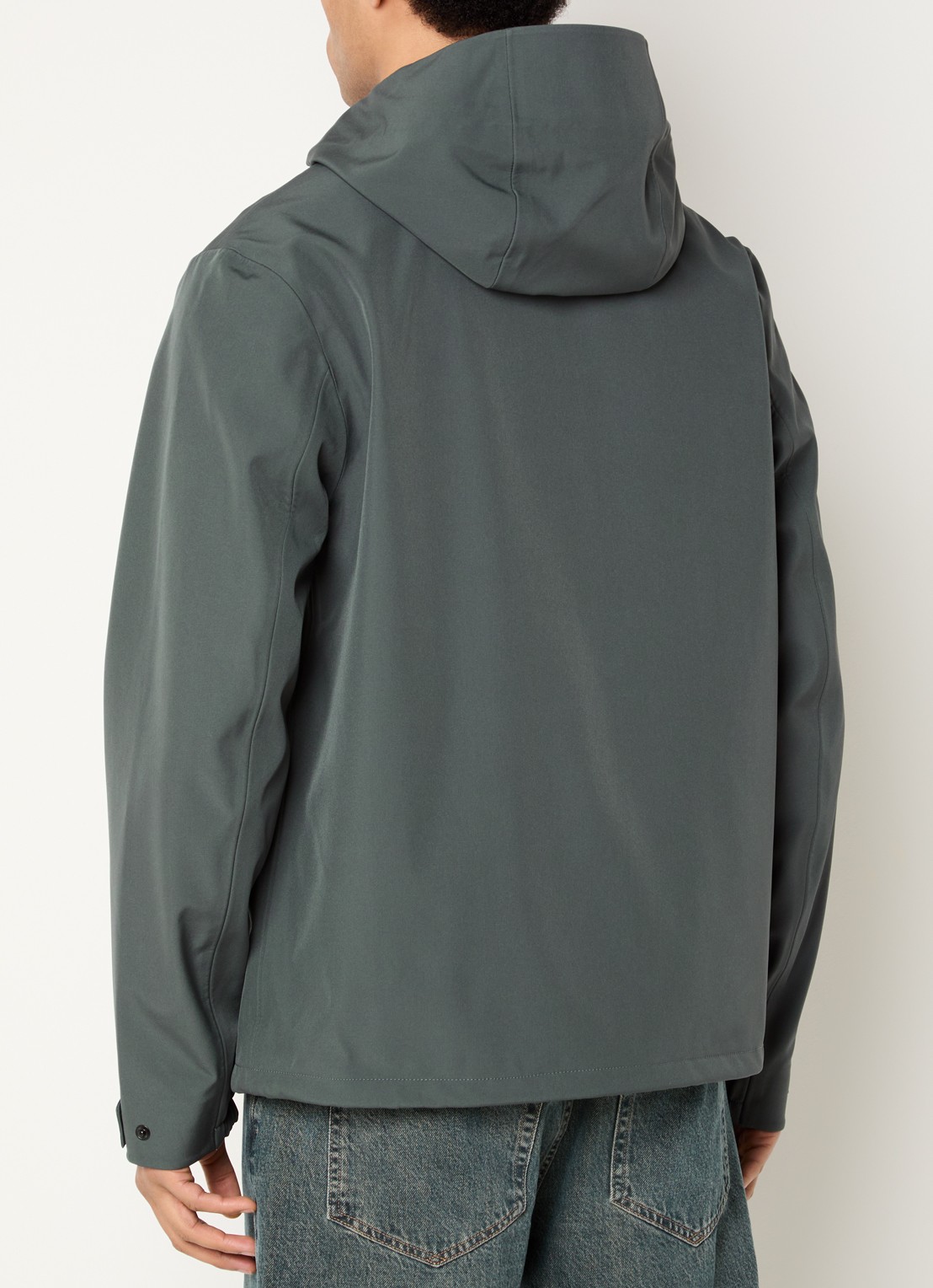 Rains Suva softshell jack met capuchon - achterkant 3 donkergrijs