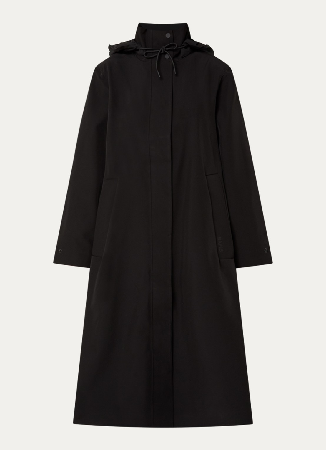 Rains Suva softshell jas met capuchon en steekzakken - voorkant zwart