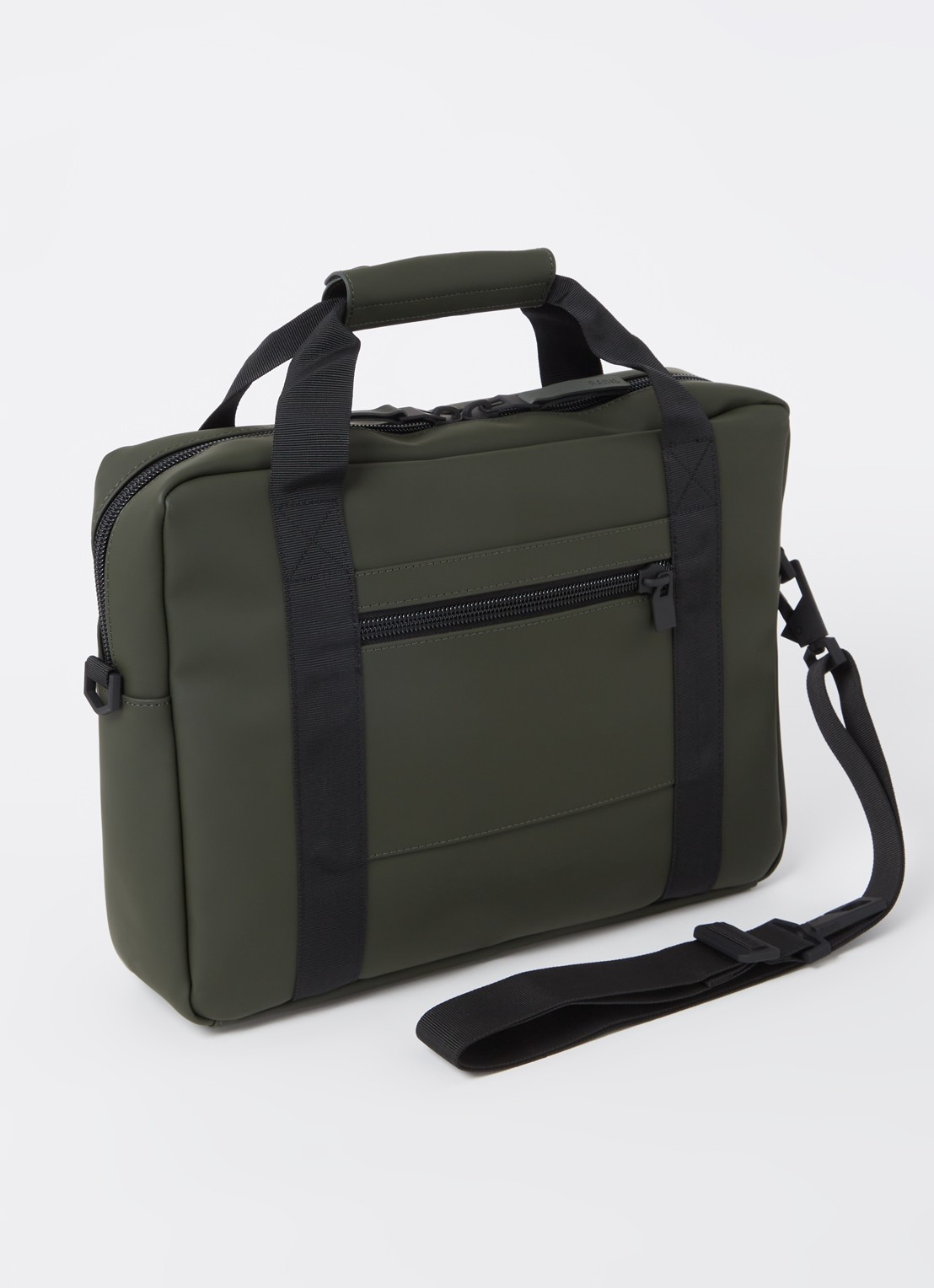 Rains Texel Tech businesstas met 15 inch laptopvak - achterkant 2 legergroen