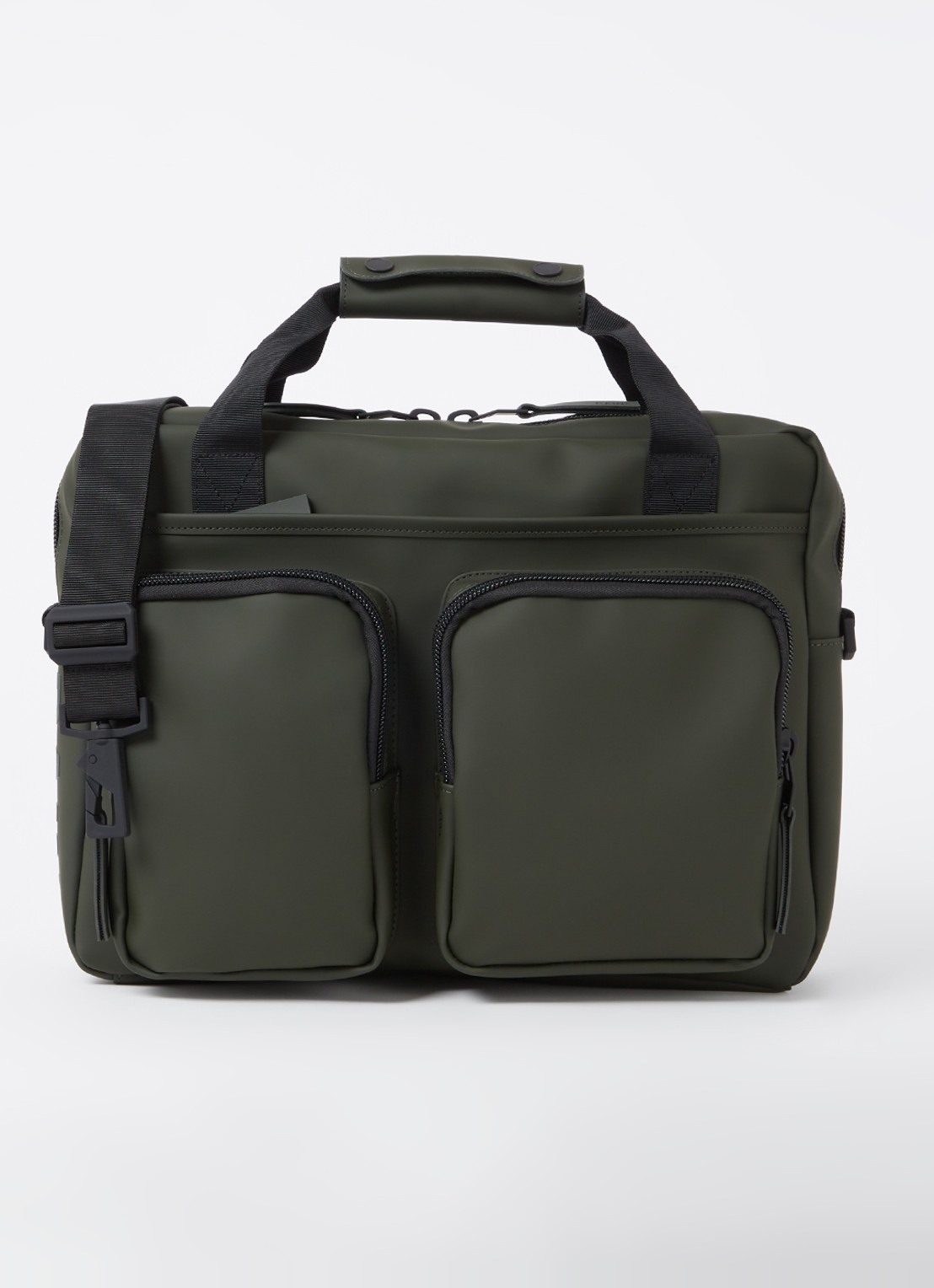 Rains Texel Tech businesstas met 15 inch laptopvak - voorkant 3 legergroen