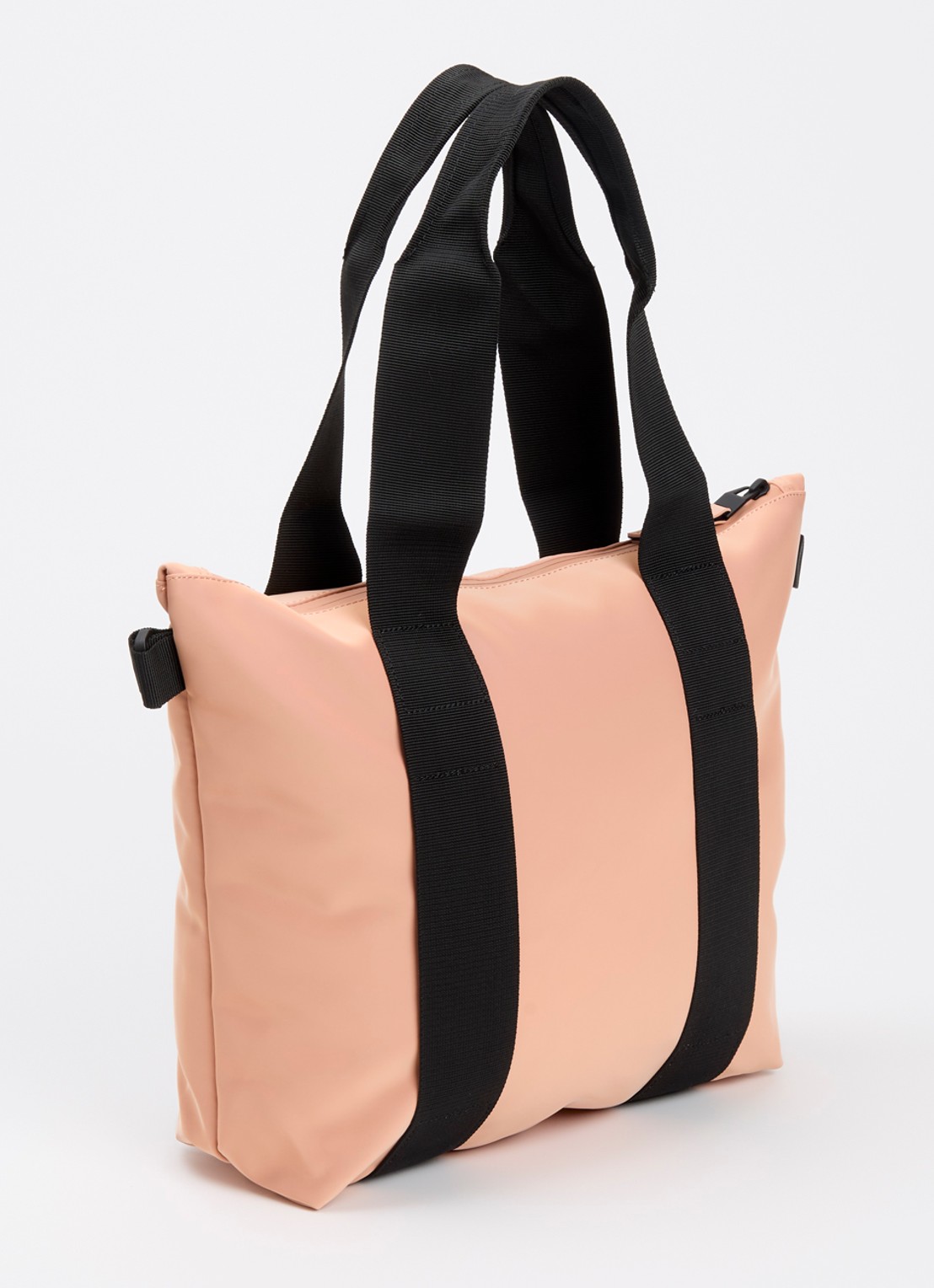 Rains Tote Micro W3 schoudertas met afneembare schouderriem en waterafstotende coating - achterkant 3 zalmroze
