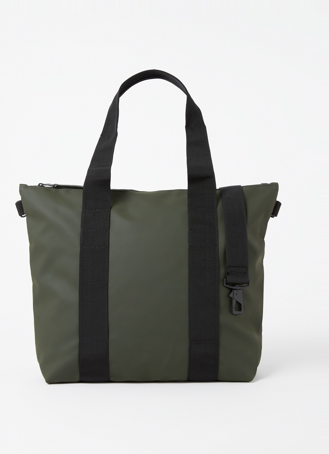 Rains Tote Mini schoudertas met waterafstotende coating - voorkant 2 legergroen