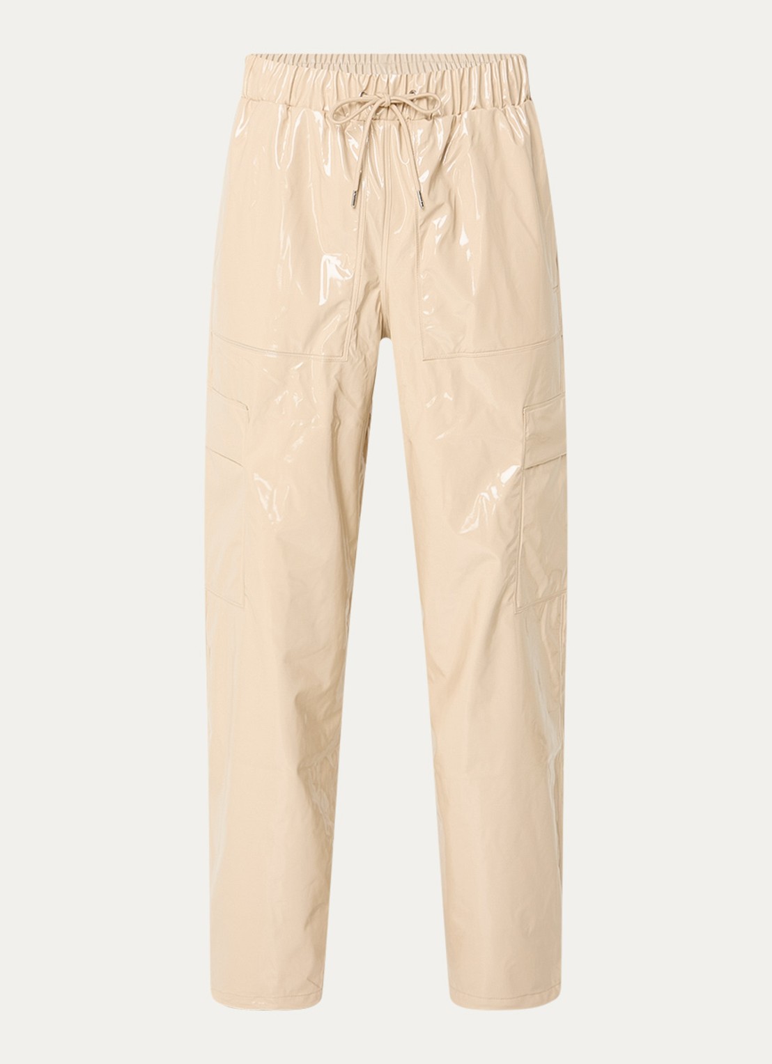 Rains Wide fit cargobroek met steekzakken - voorkant beige