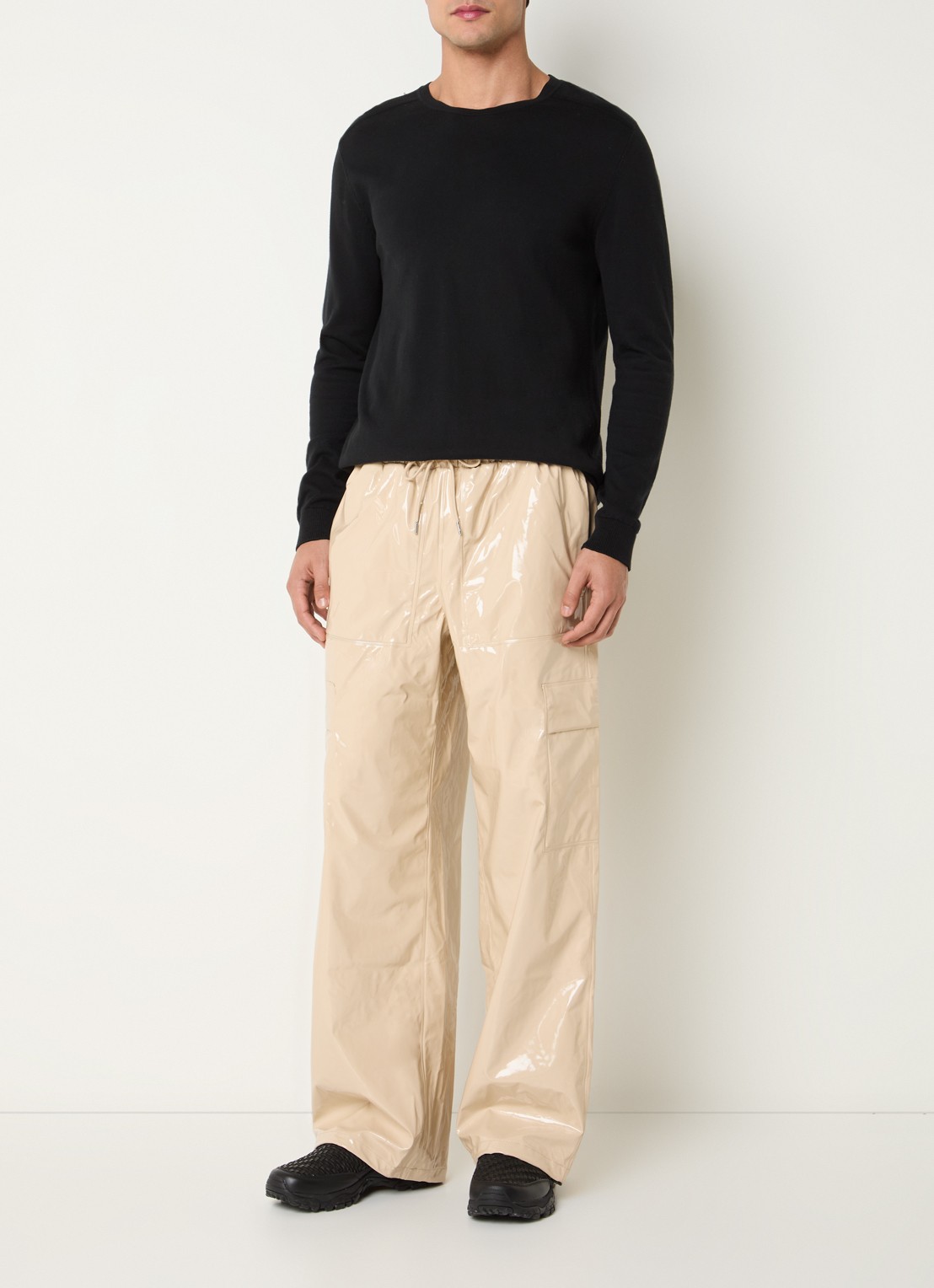 Rains Wide fit cargobroek met steekzakken - voorkant 2 beige