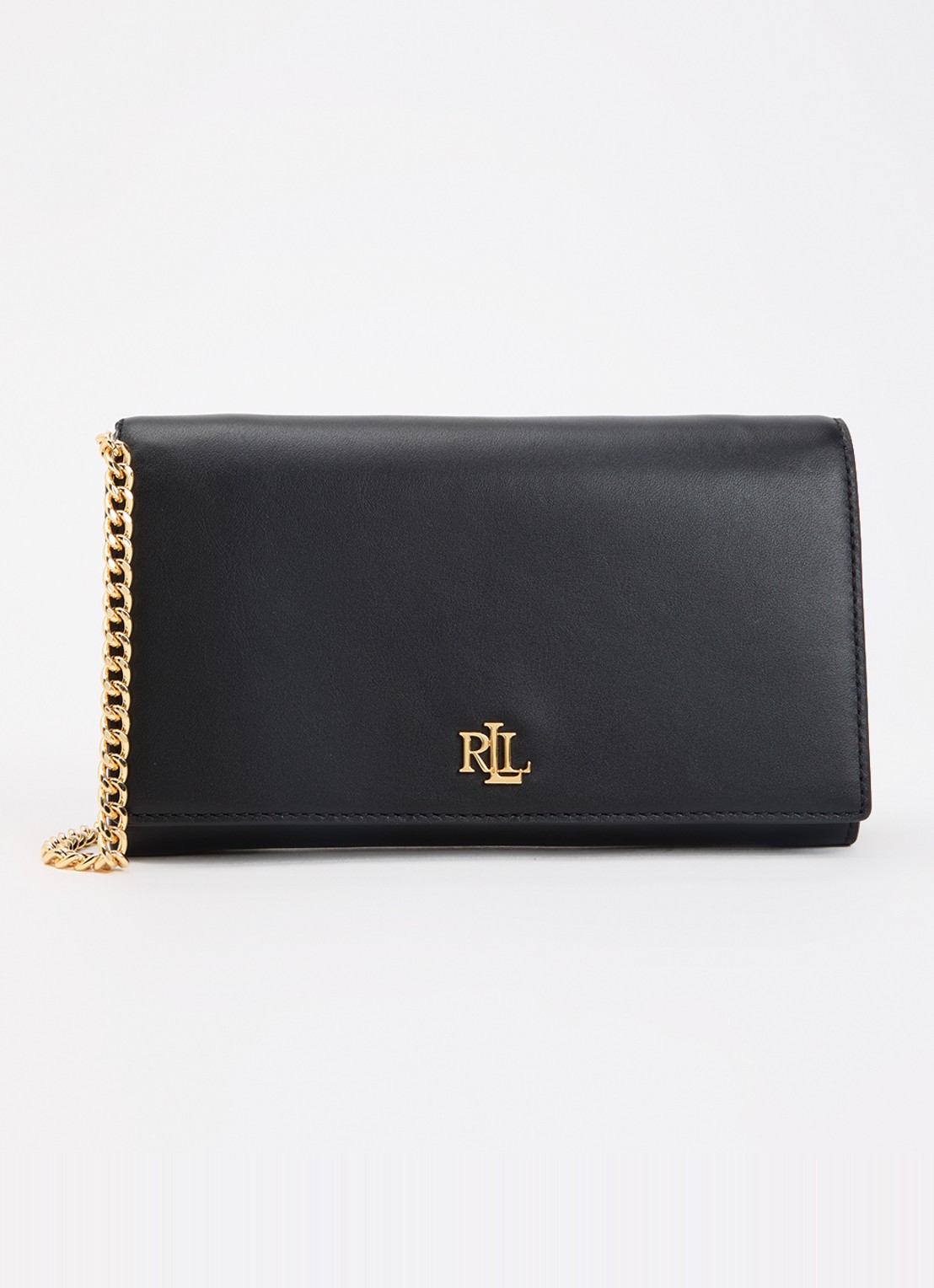 Ralph Lauren Adair II clutch van leer met logo - voorkant 5 zwart