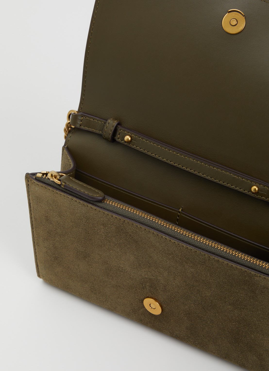 Ralph Lauren Adair II clutch van suède - detail 3 donkergroen