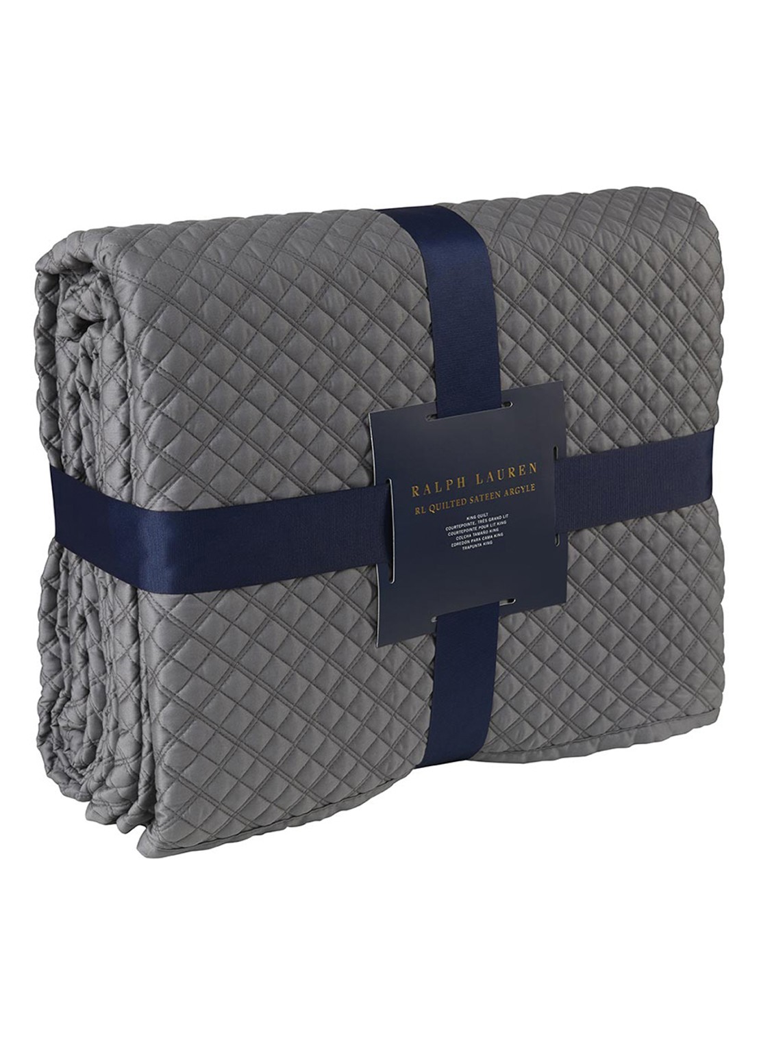 Ralph Lauren Argyle bedsprei 275 x 235 cm - achterkant 3 antraciet
