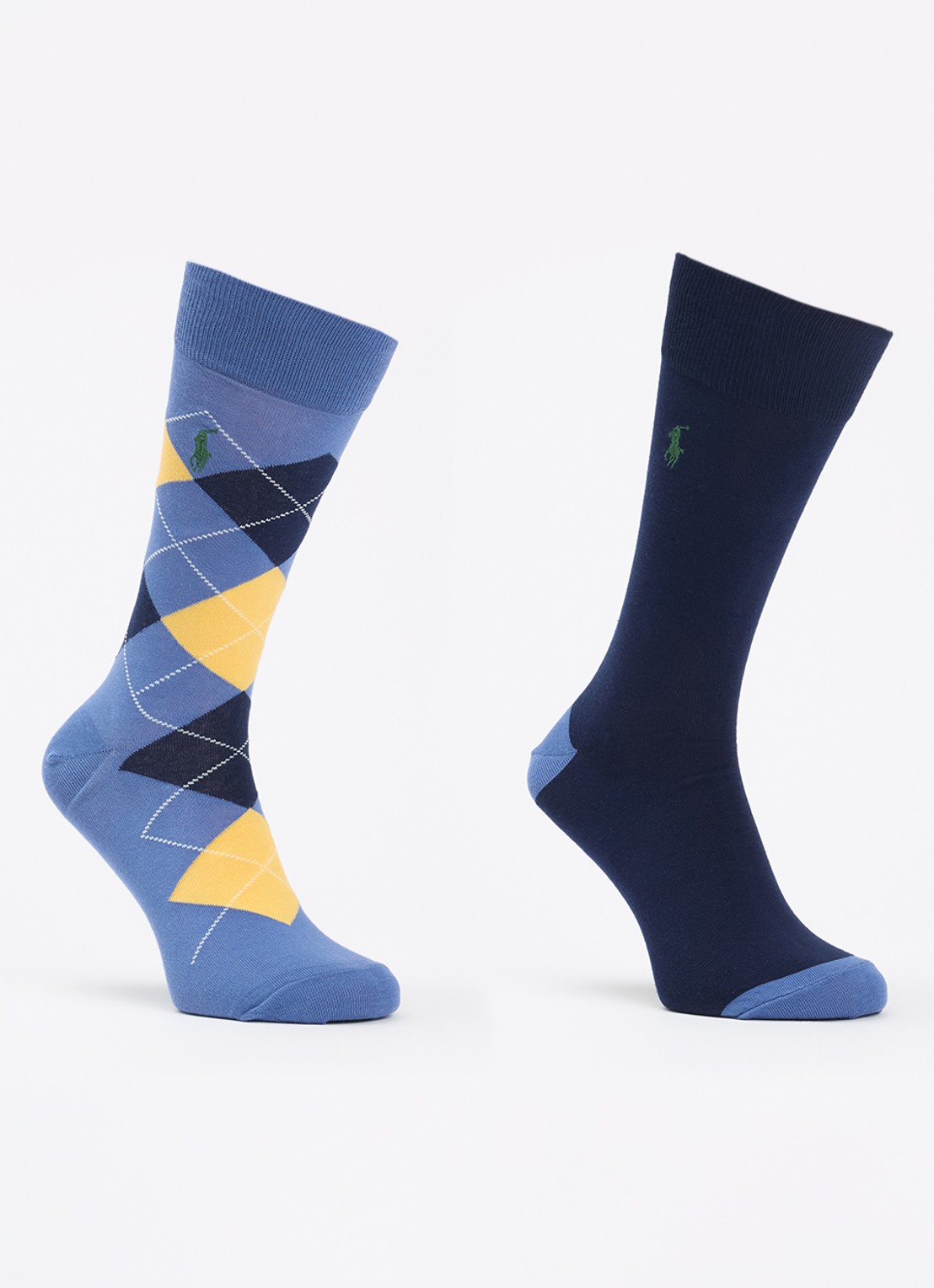 Ralph Lauren Argyle Crew sokken met logoborduring in 2-pack - voorkant donkerblauw