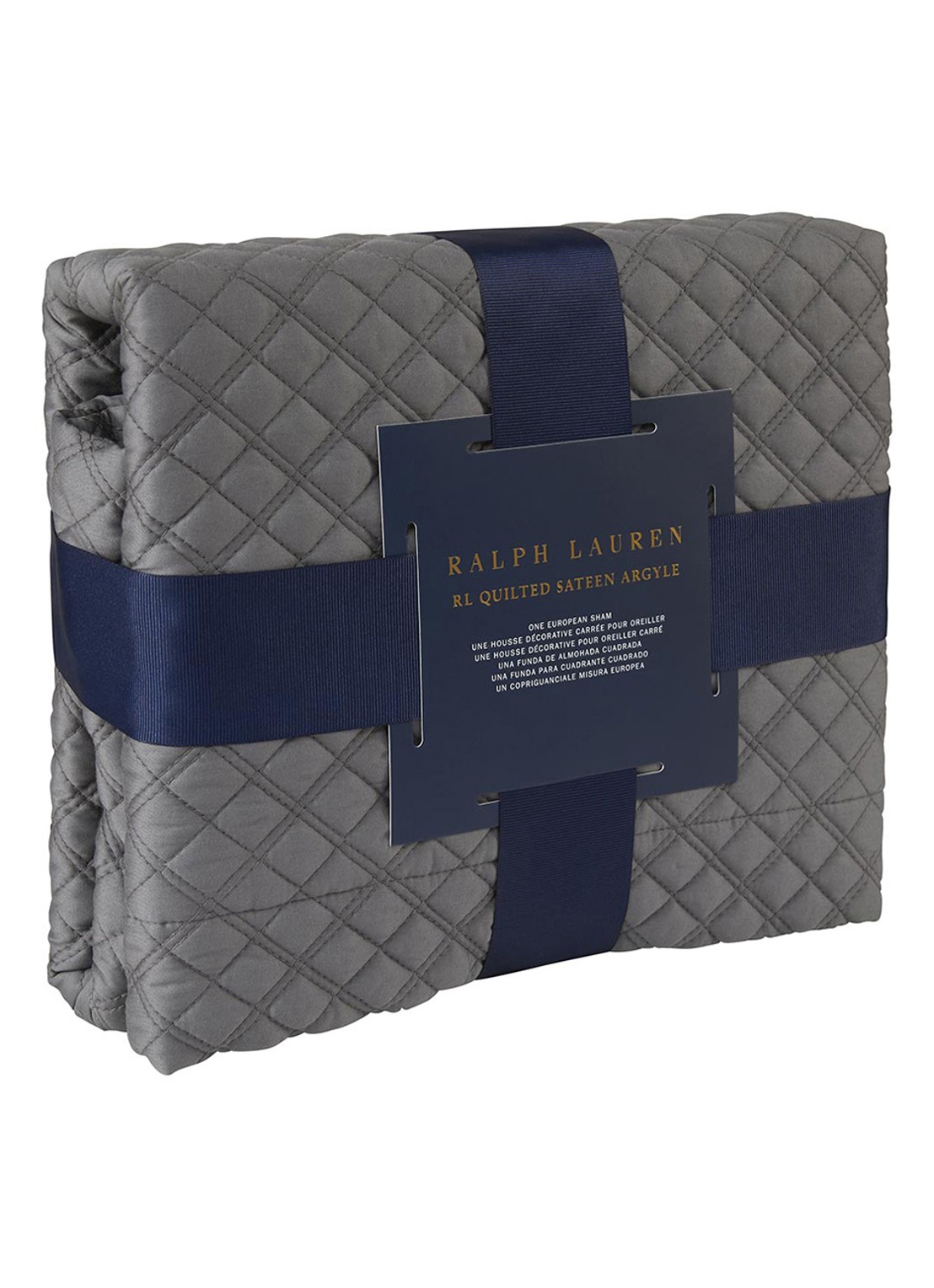 Ralph Lauren Argyle kussensloop van  katoen - achterkant antraciet