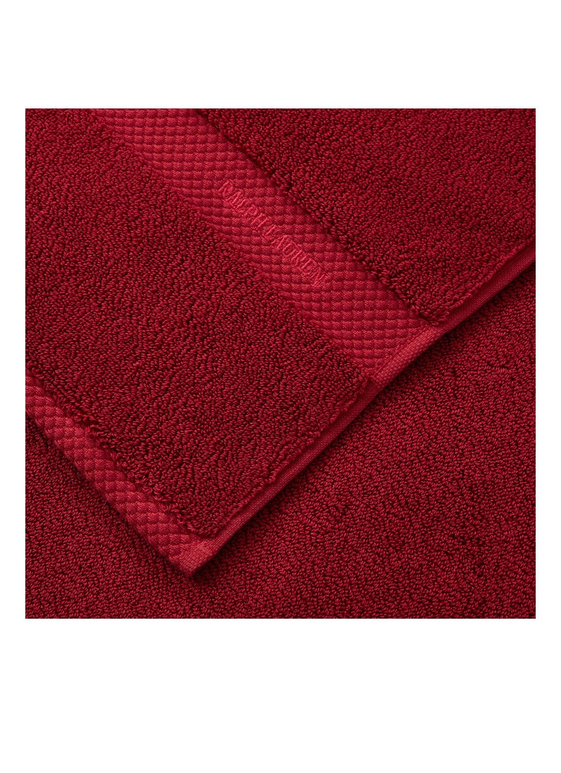 Ralph Lauren Avenue handdoek - 750 gr/m2 - 50 x 100 cm - detail rood