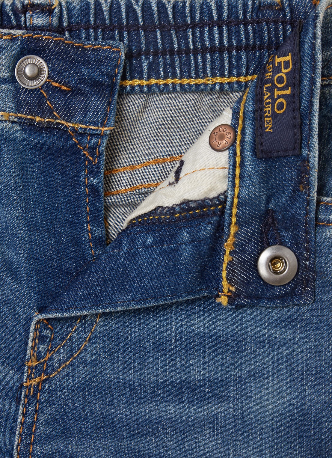 Ralph Lauren Babybroek van denim met stretch - detail 3 indigo