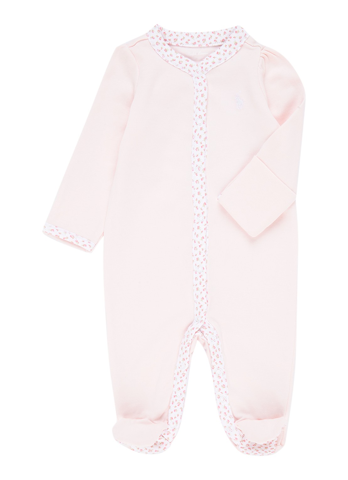 Ralph Lauren Babypak met contrastbies  - voorkant 3 lichtroze