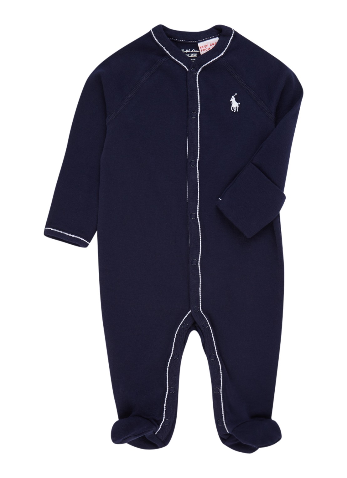 Ralph Lauren Babypak van katoen met logoborduring - voorkant 3 donkerblauw