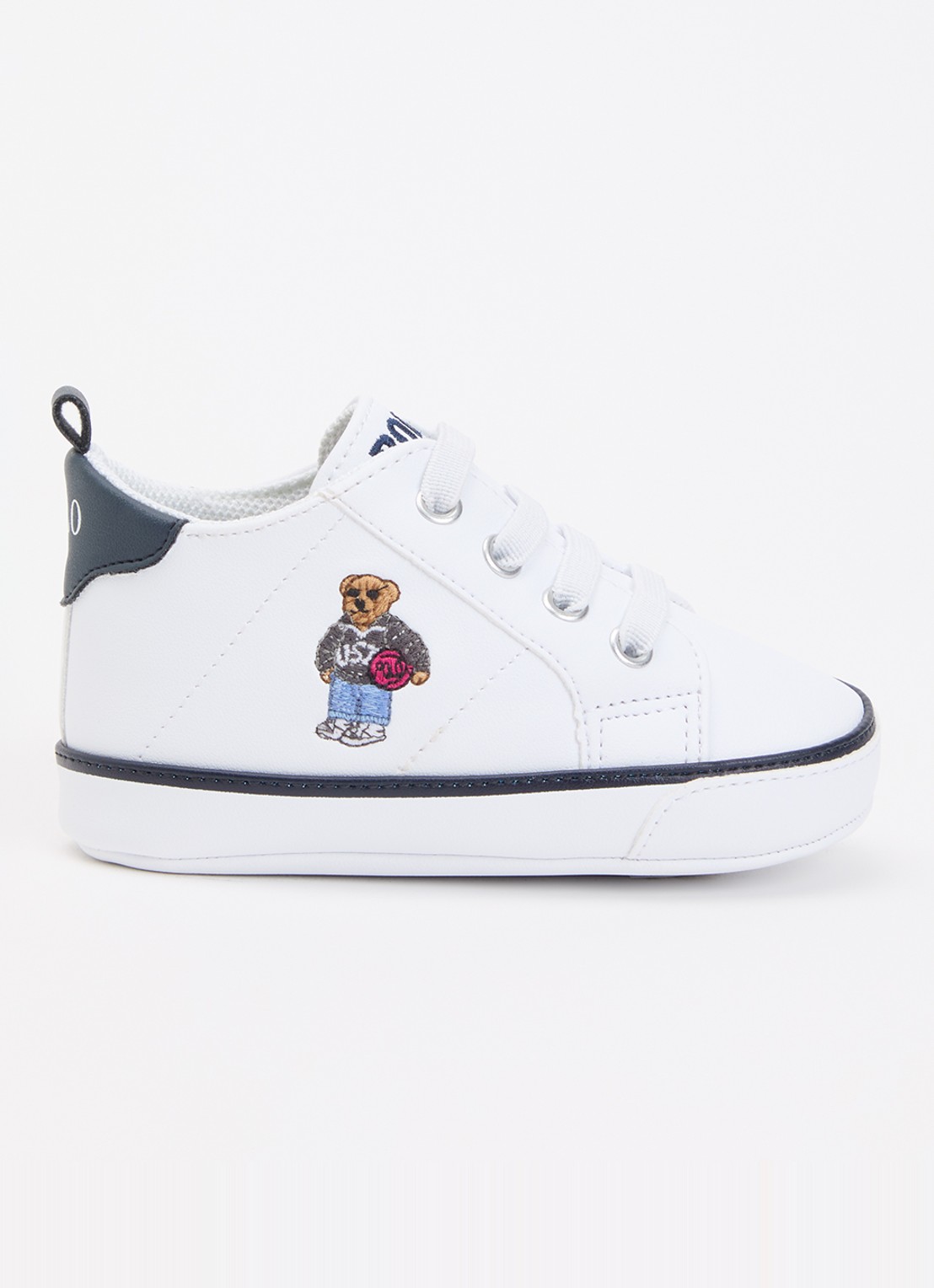 Ralph Lauren Babyschoentje met borduring  - voorkant 3 wit